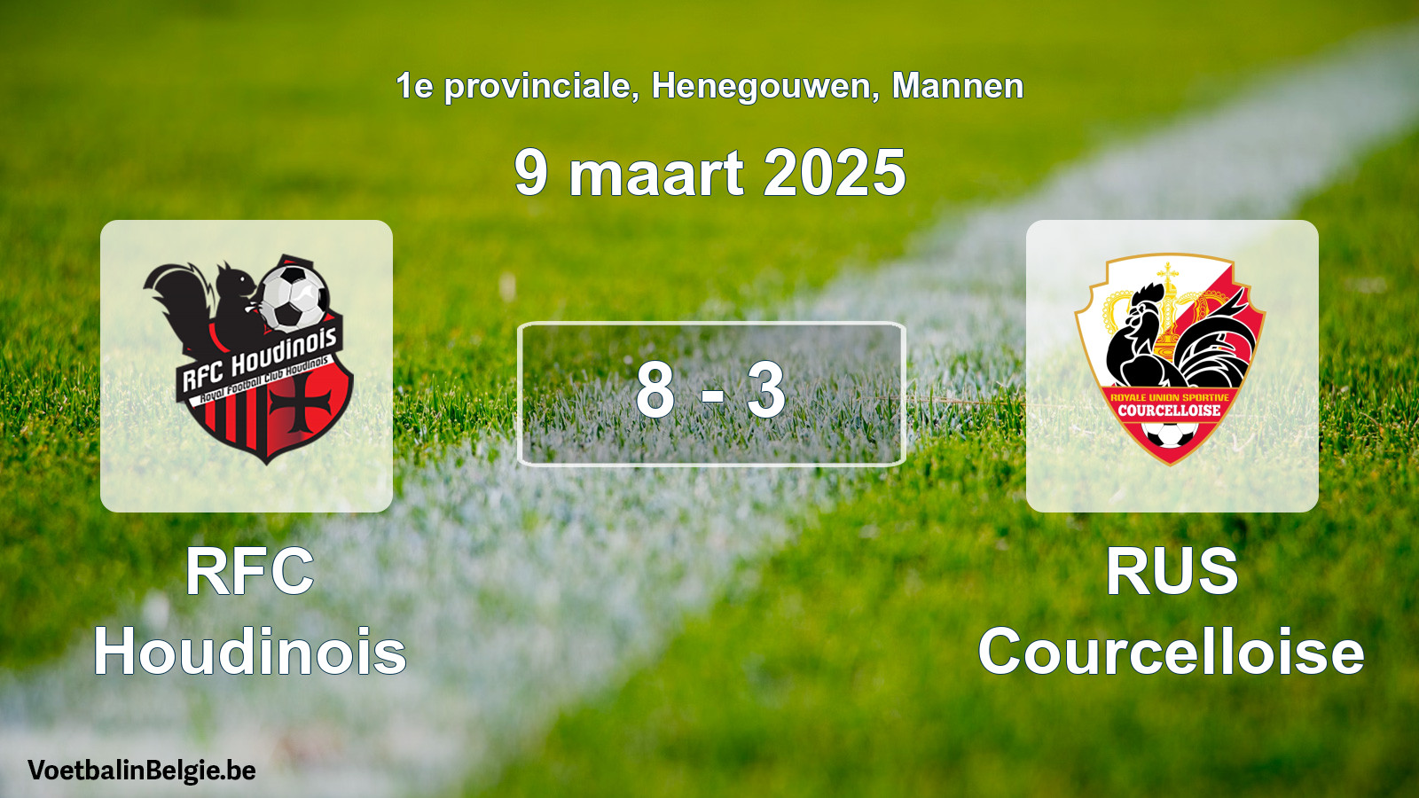 Gespeelde wedstrijd mannenvoetbal: RFC Houdinois - RUS Courcelloise 8 - 3 (9 maart 2025)
