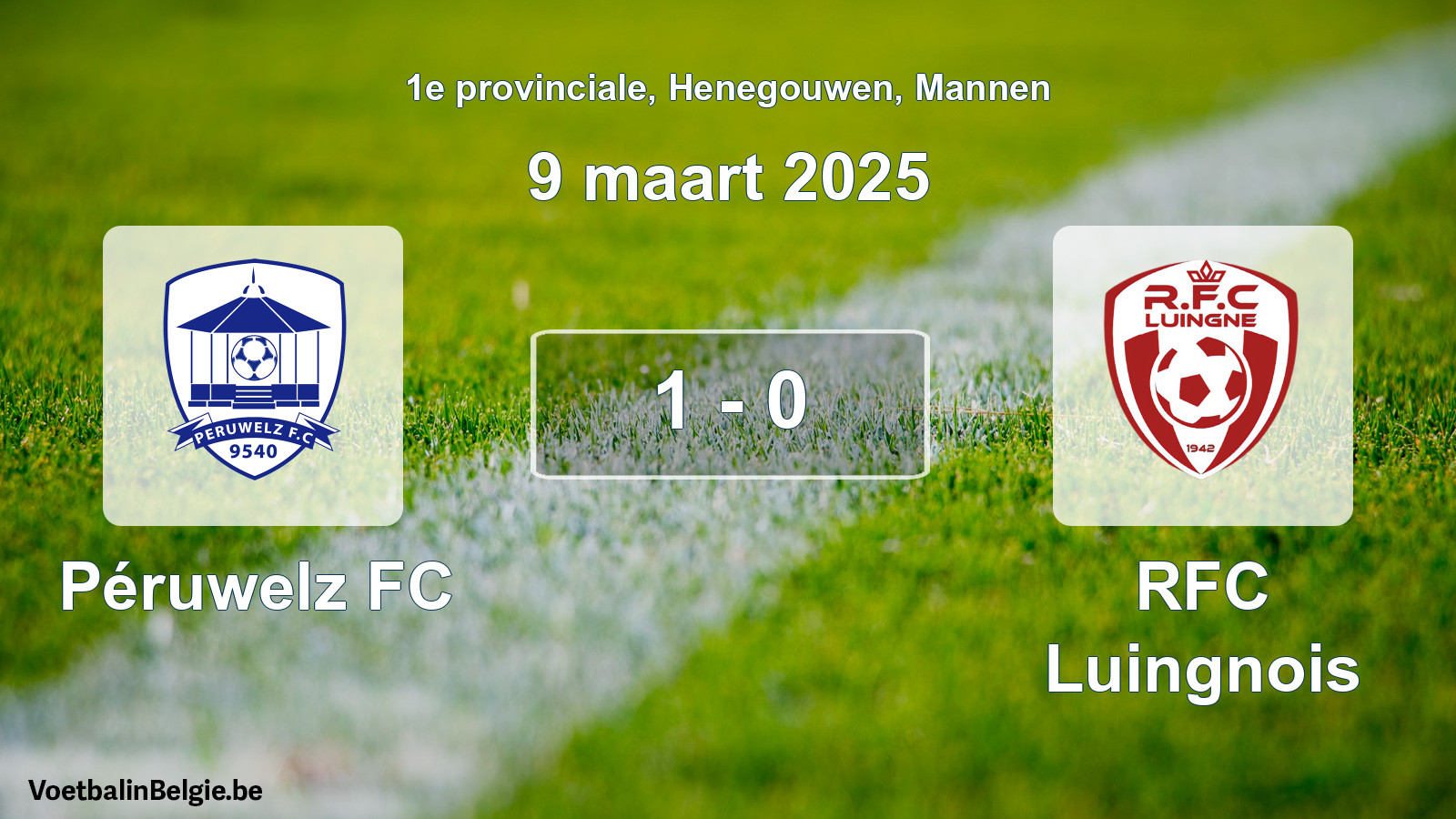 Gespeelde wedstrijd mannenvoetbal: Péruwelz FC - RFC Luingnois 1 - 0 (9 maart 2025)