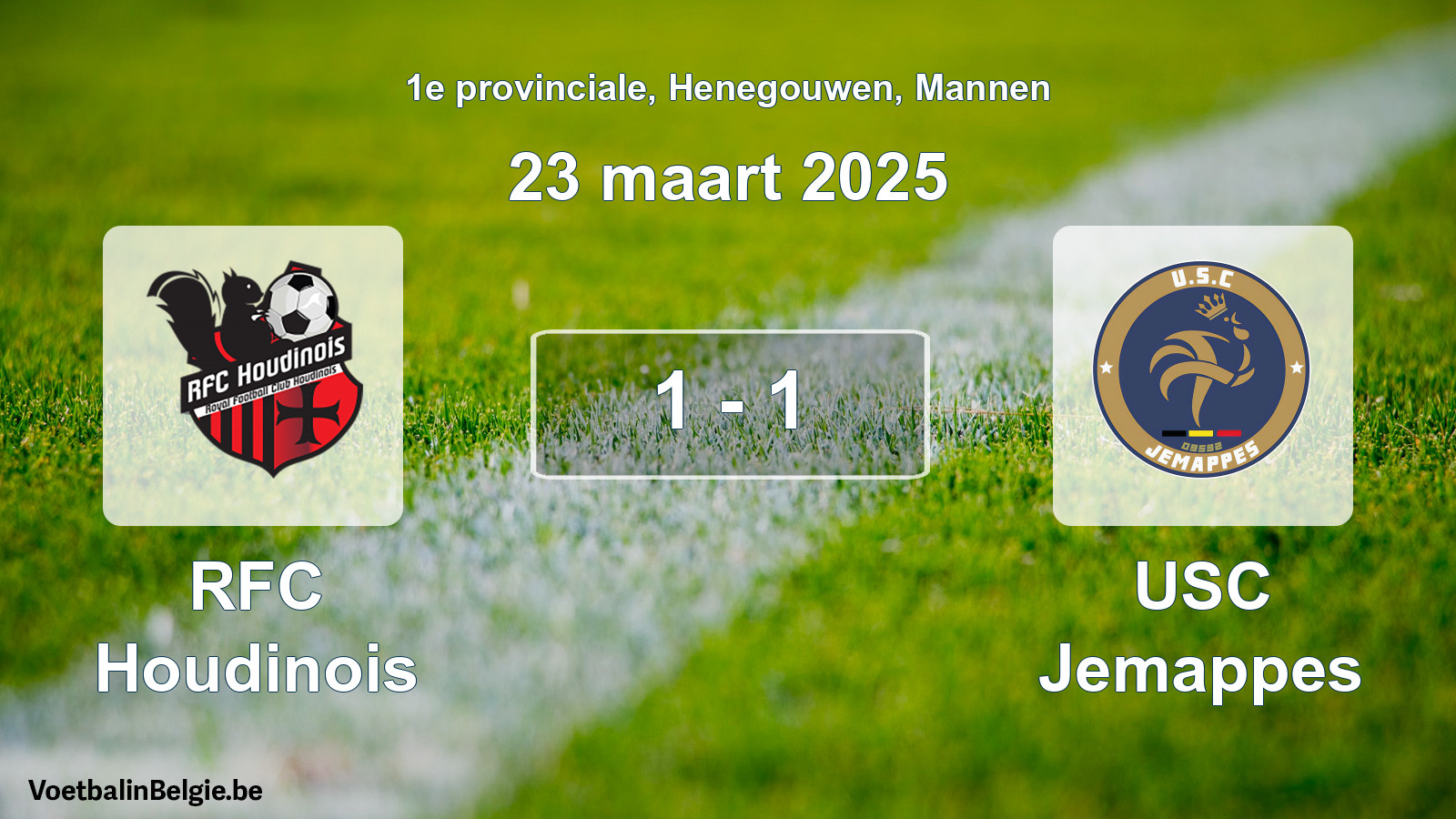 Gespeelde wedstrijd mannenvoetbal: RFC Houdinois - USC Jemappes 1 - 1 (23 maart 2025)
