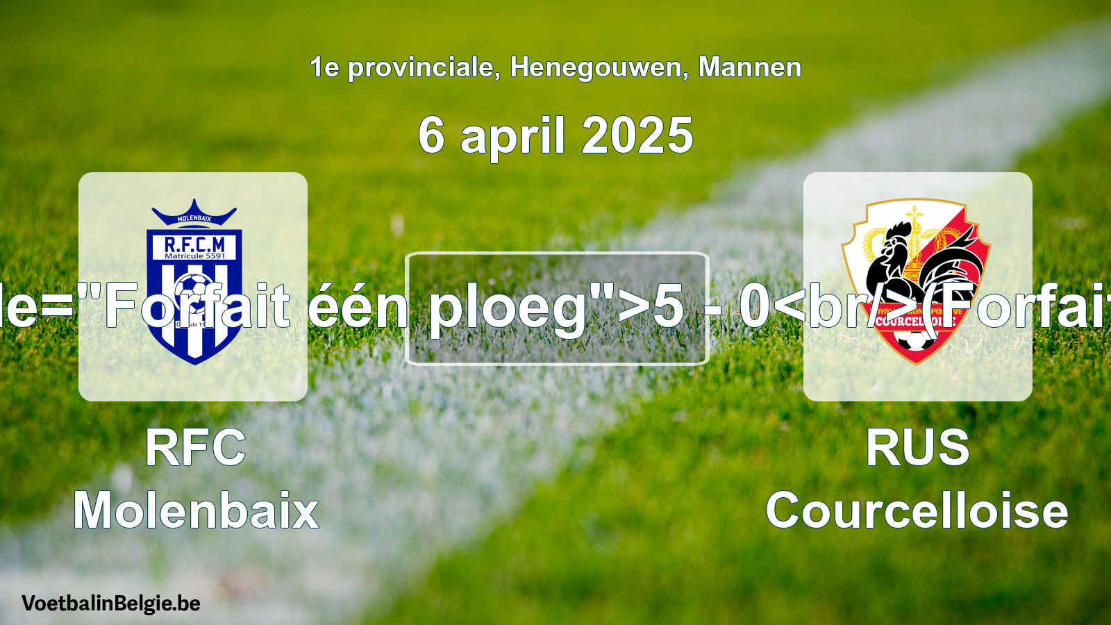 Forfait gegeven: RFC Molenbaix - RUS Courcelloise 5 - 0 (6 april 2025)