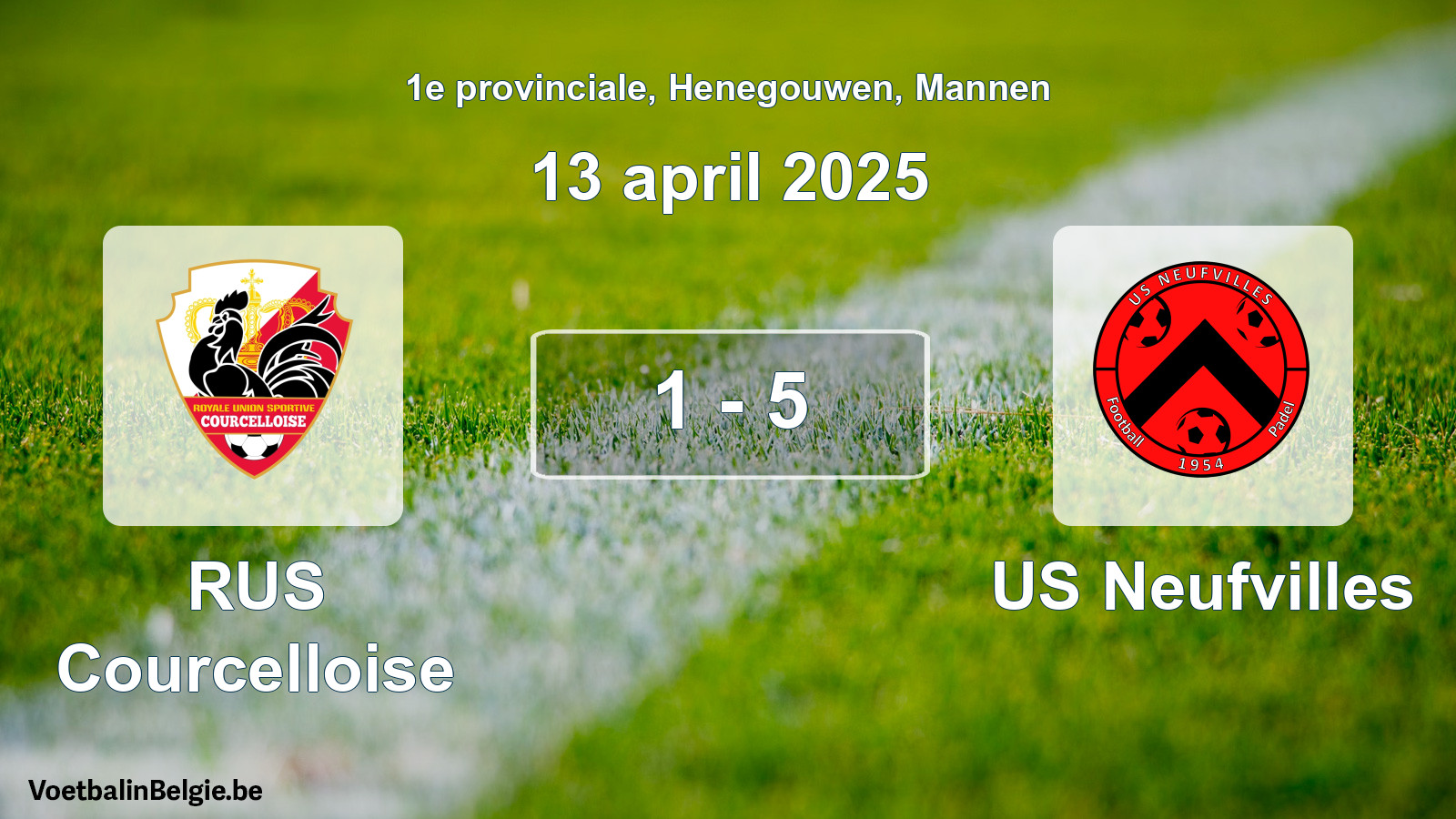 Played match men football: RUS Courcelloise - US Neufvilles 1 - 5 (13 April 2025)