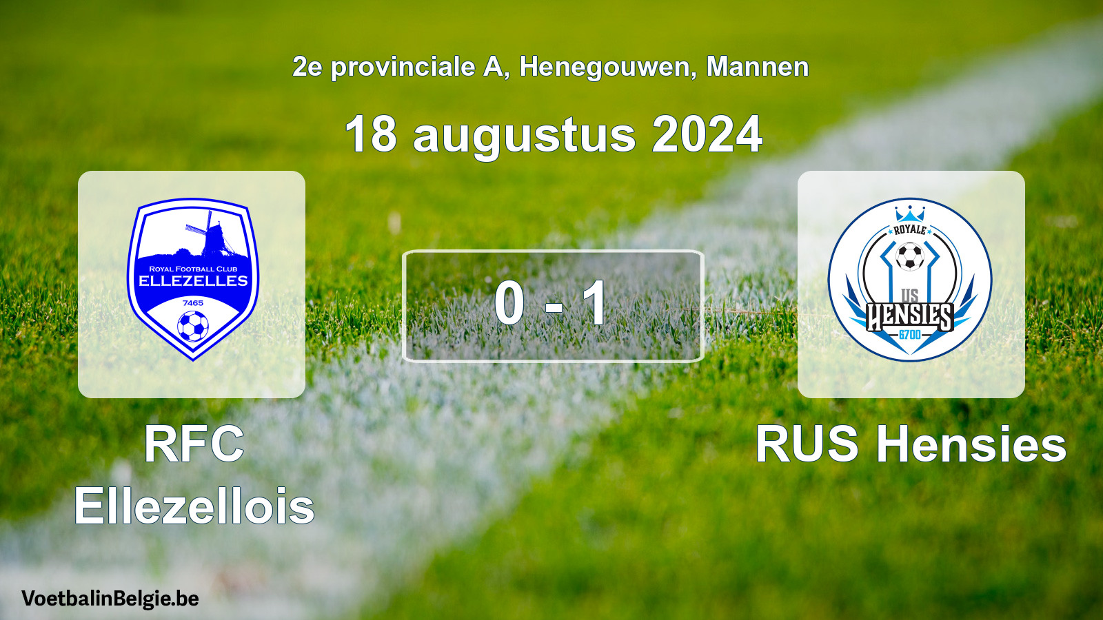 Gespeelde wedstrijd mannenvoetbal: RFC Ellezellois - RUS Hensies 0 - 1 (18 augustus 2024)