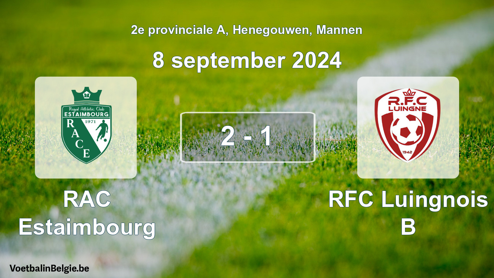 Gespeelde wedstrijd mannenvoetbal: RAC Estaimbourg - RFC Luingnois B 2 - 1 (8 september 2024)