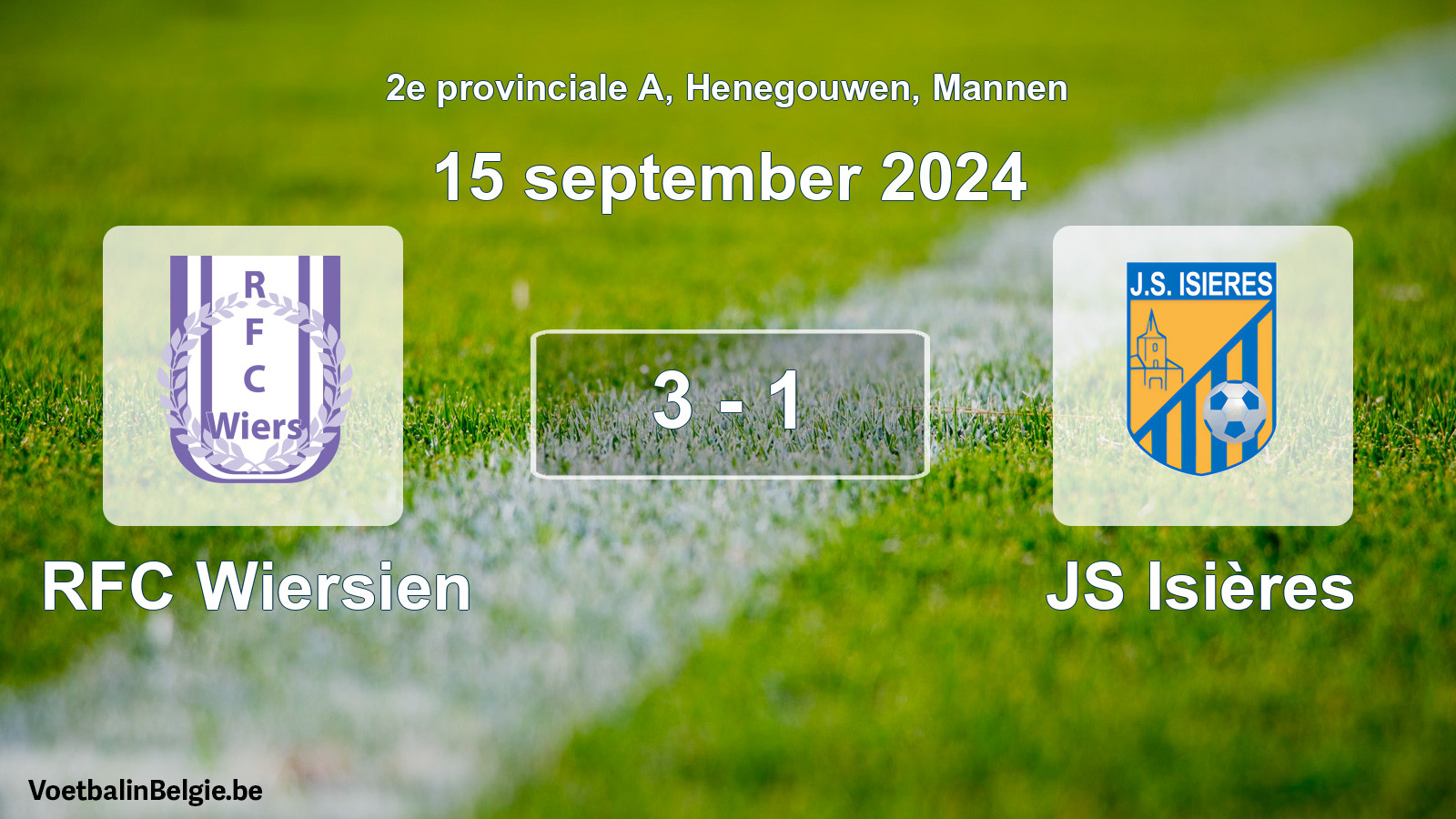 Gespeelde wedstrijd mannenvoetbal: RFC Wiersien - JS Isières 3 - 1 (15 september 2024)