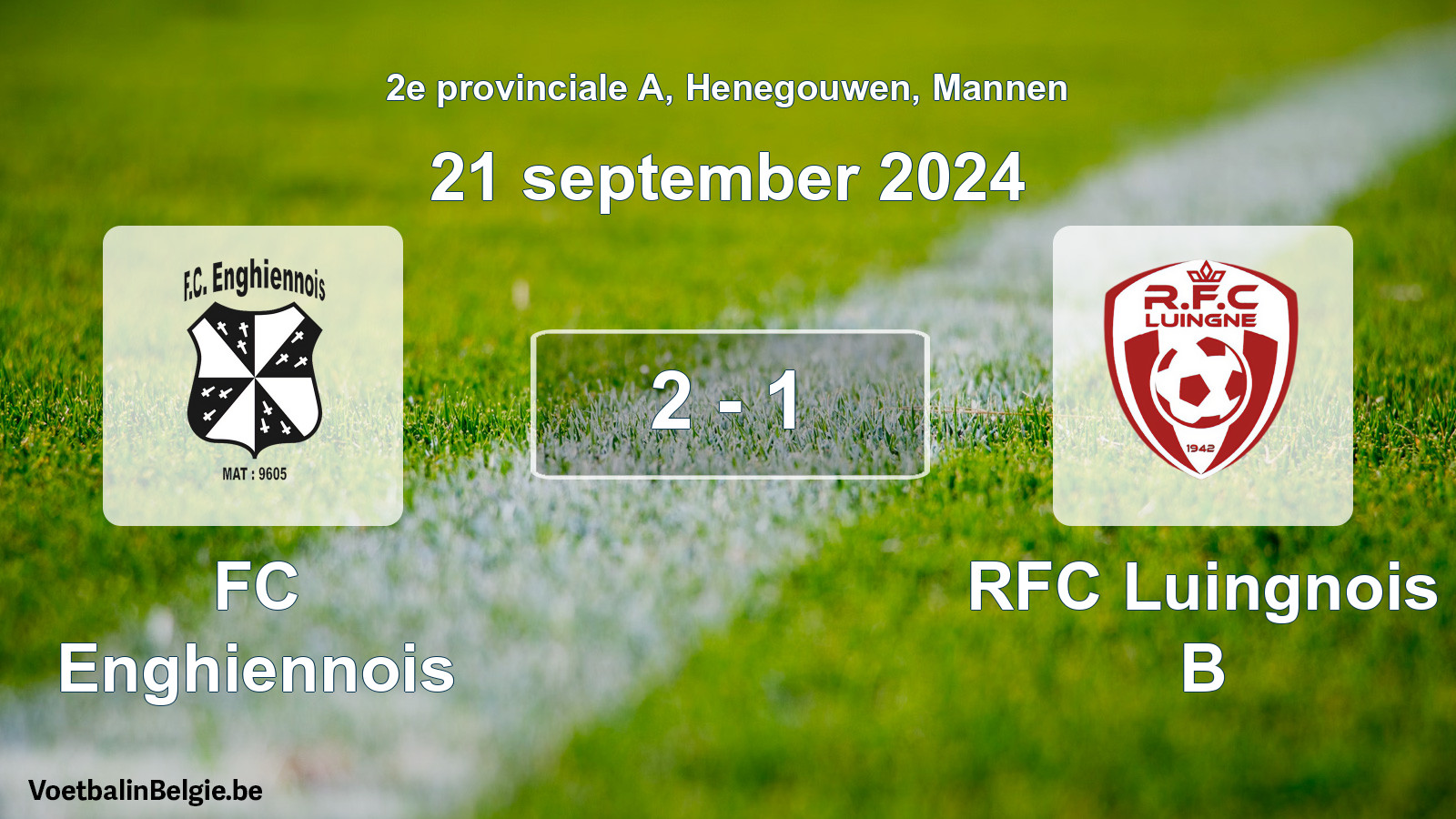 Gespeelde wedstrijd mannenvoetbal: FC Enghiennois - RFC Luingnois B 2 - 1 (21 september 2024)