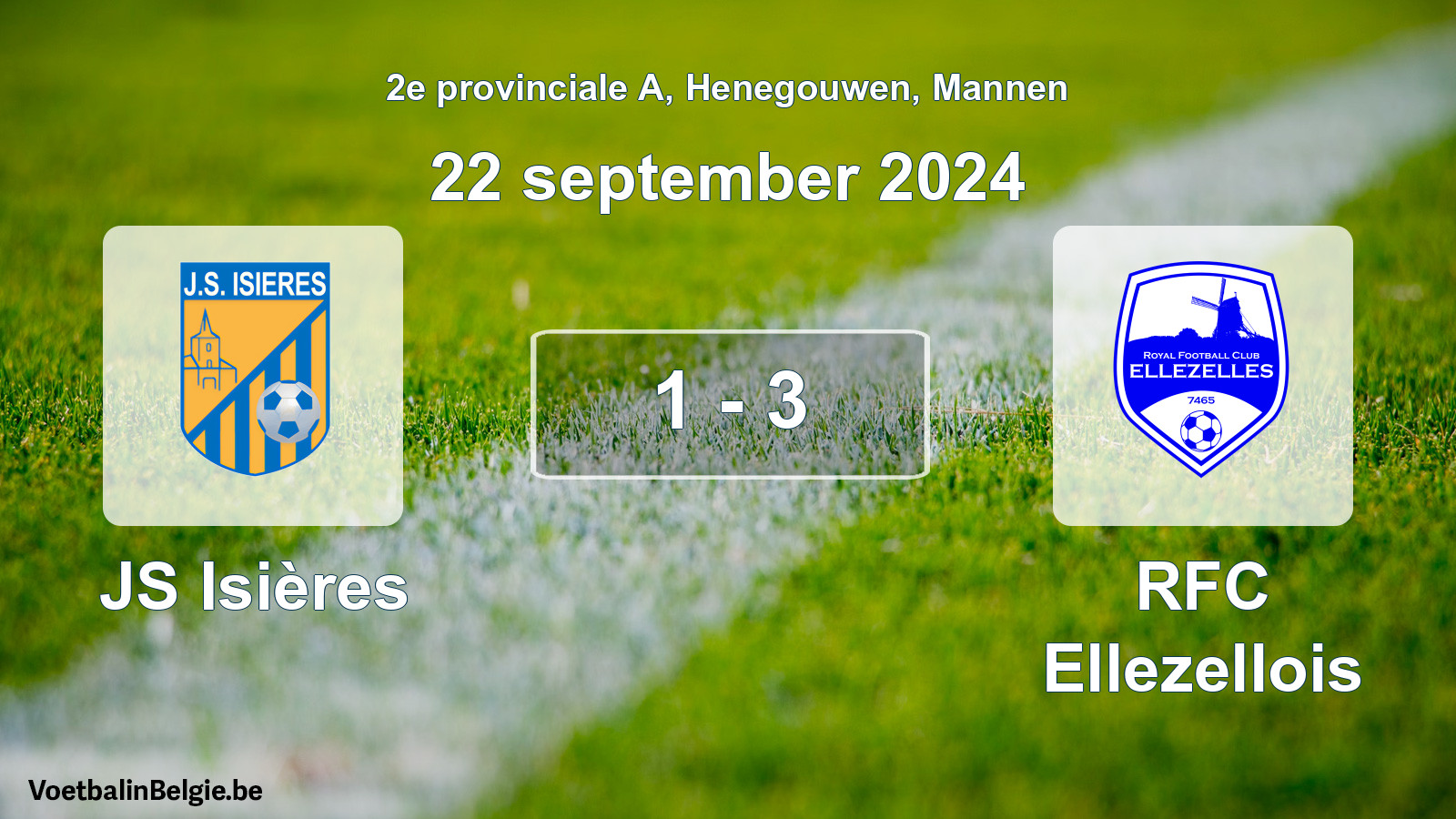 Played match men football: JS Isières - RFC Ellezellois 1 - 3 (22 September 2024)