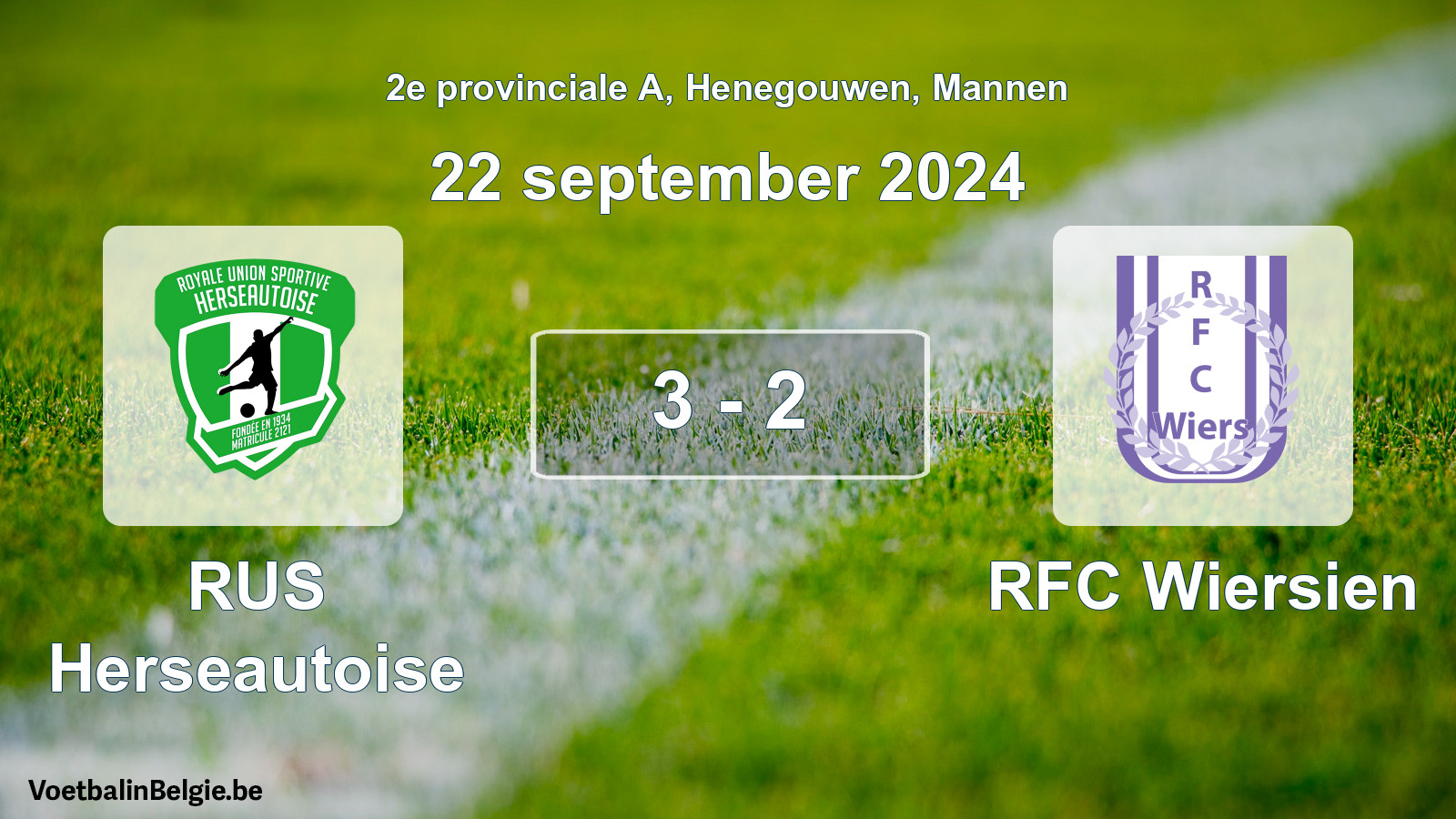 Gespeelde wedstrijd mannenvoetbal: RUS Herseautoise - RFC Wiersien 3 - 2 (22 september 2024)