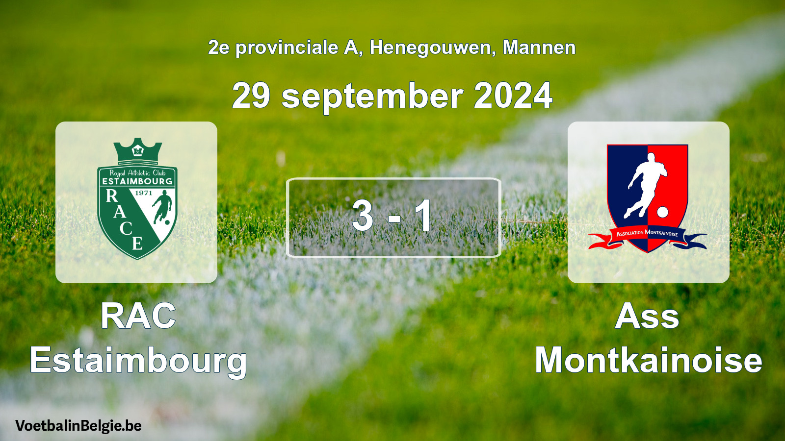 Gespeelde wedstrijd mannenvoetbal: RAC Estaimbourg - Ass Montkainoise 3 - 1 (29 september 2024)