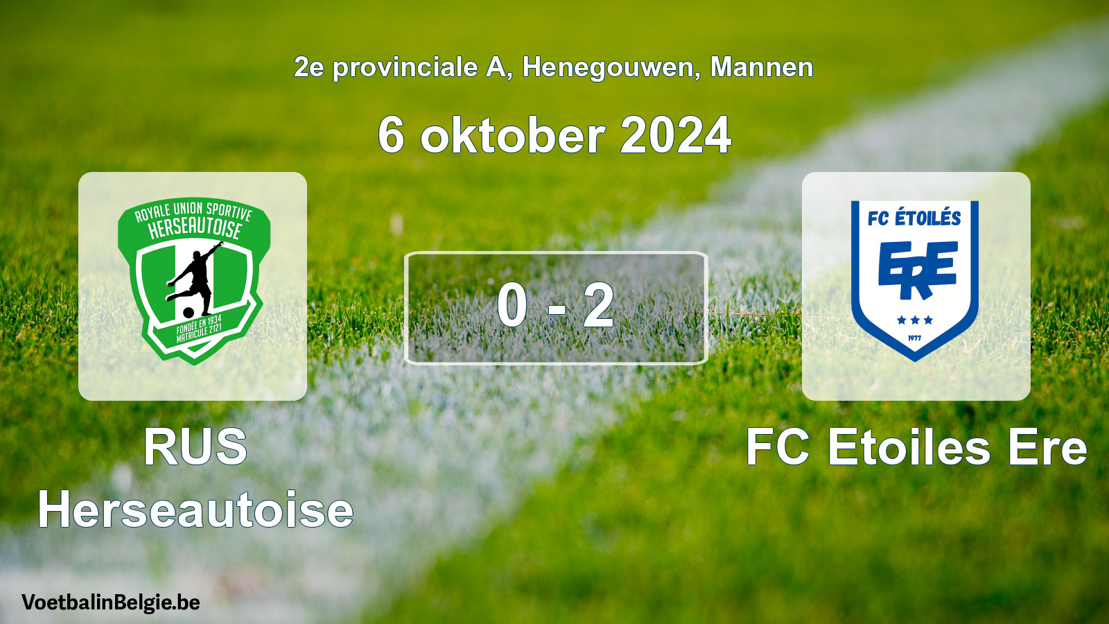 Gespeelde wedstrijd mannenvoetbal: RUS Herseautoise - FC Etoiles Ere 0 - 2 (6 oktober 2024)