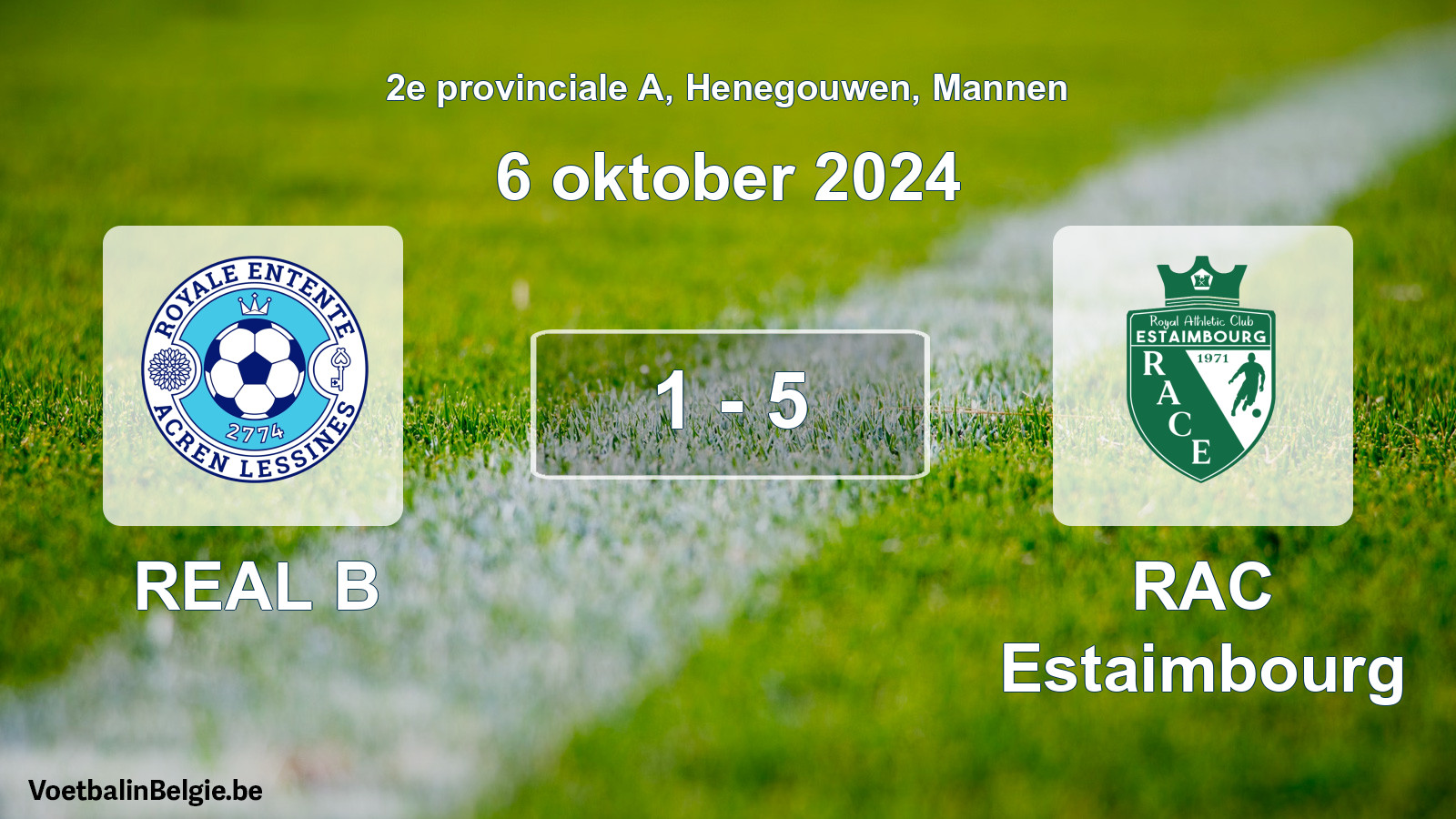 Gespeelde wedstrijd mannenvoetbal: REAL B - RAC Estaimbourg 1 - 5 (6 oktober 2024)