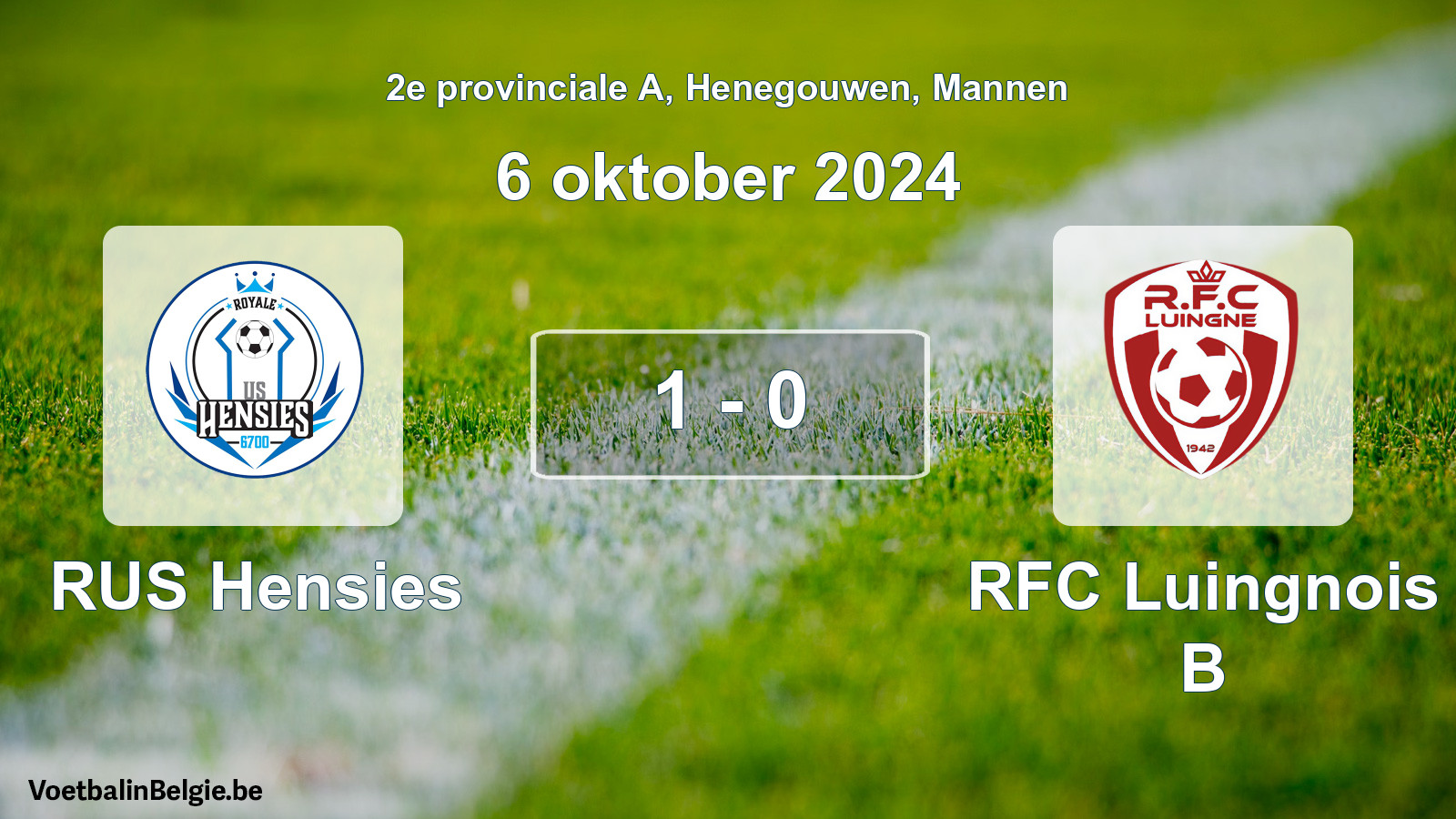 Gespeelde wedstrijd mannenvoetbal: RUS Hensies - RFC Luingnois B 1 - 0 (6 oktober 2024)