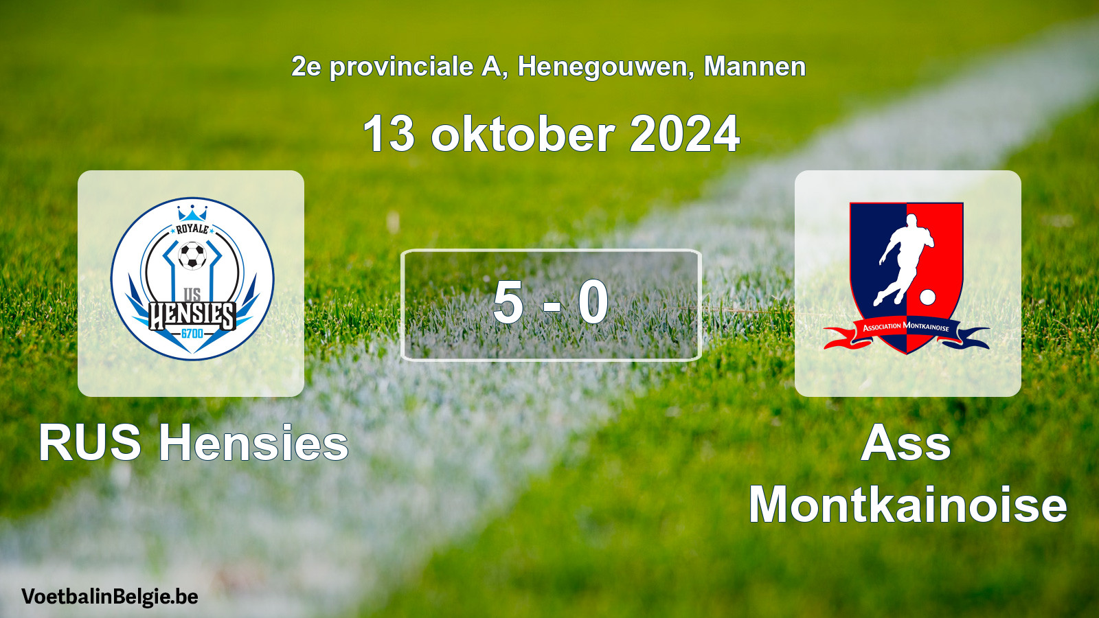 Gespeelde wedstrijd mannenvoetbal: RUS Hensies - Ass Montkainoise 5 - 0 (13 oktober 2024)
