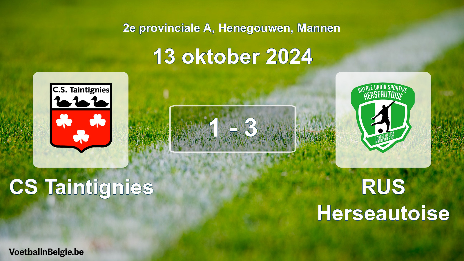 Gespeelde wedstrijd mannenvoetbal: CS Taintignies - RUS Herseautoise 1 - 3 (13 oktober 2024)