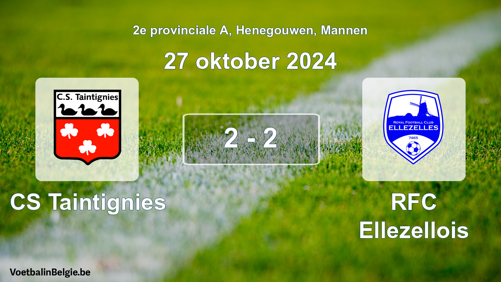 Gespeelde wedstrijd mannenvoetbal: CS Taintignies - RFC Ellezellois 2 - 2 (27 oktober 2024)