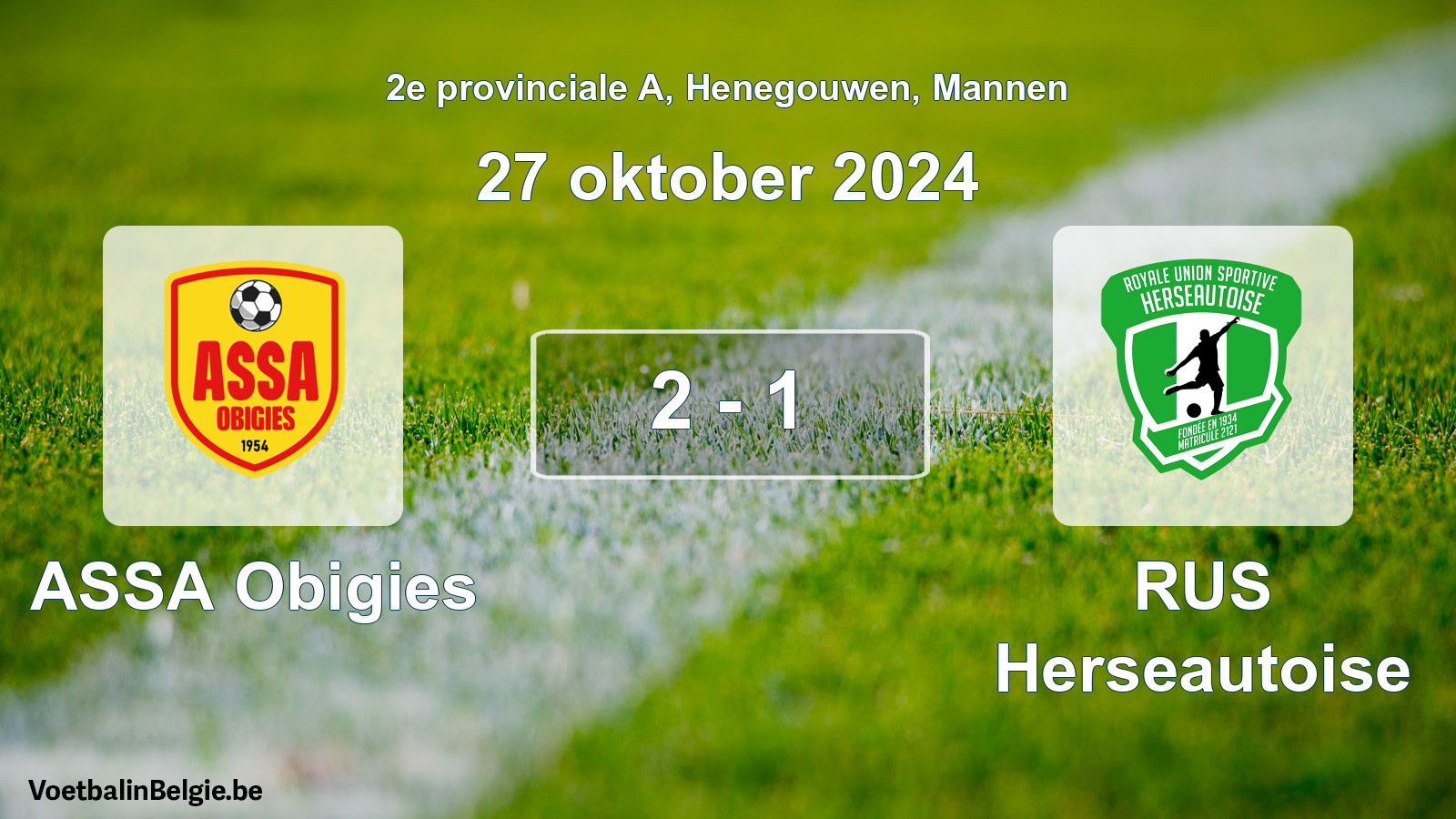 Played match men football: ASSA Obigies - RUS Herseautoise 2 - 1 (27 October 2024)