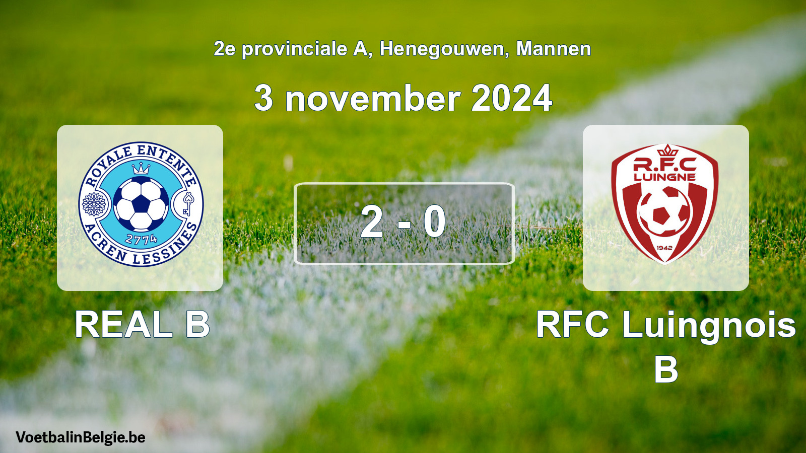 Gespeelde wedstrijd mannenvoetbal: REAL B - RFC Luingnois B 2 - 0 (3 november 2024)