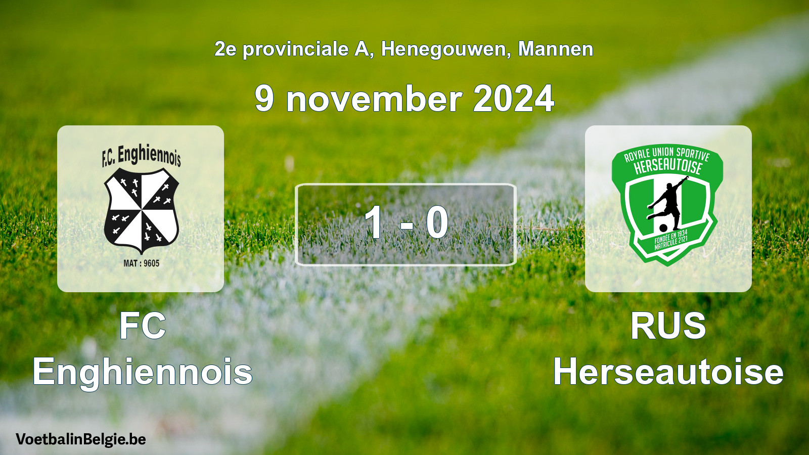 Gespeelde wedstrijd mannenvoetbal: FC Enghiennois - RUS Herseautoise 1 - 0 (9 november 2024)