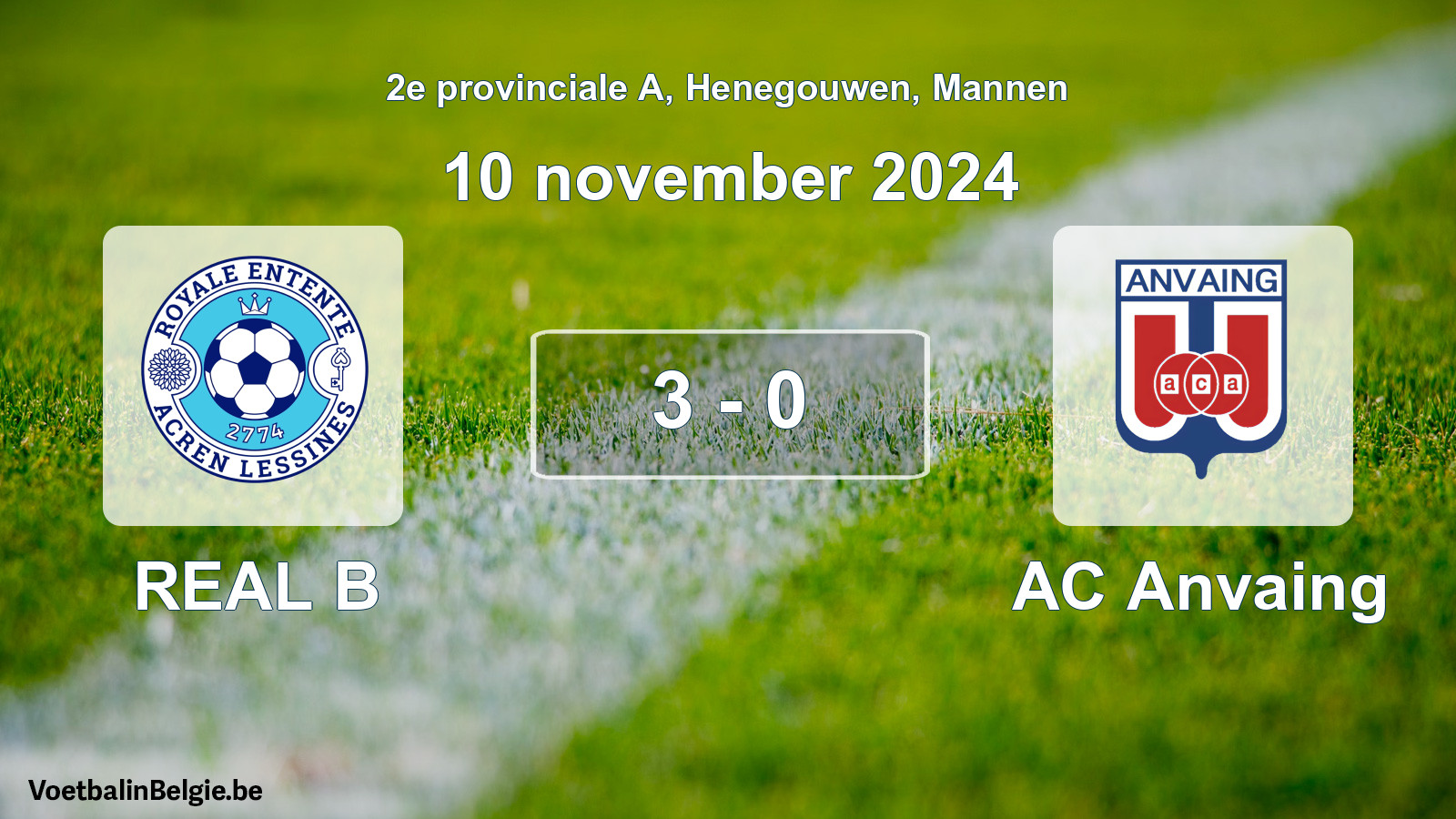 Gespeelde wedstrijd mannenvoetbal: REAL B - AC Anvaing 3 - 0 (10 november 2024)