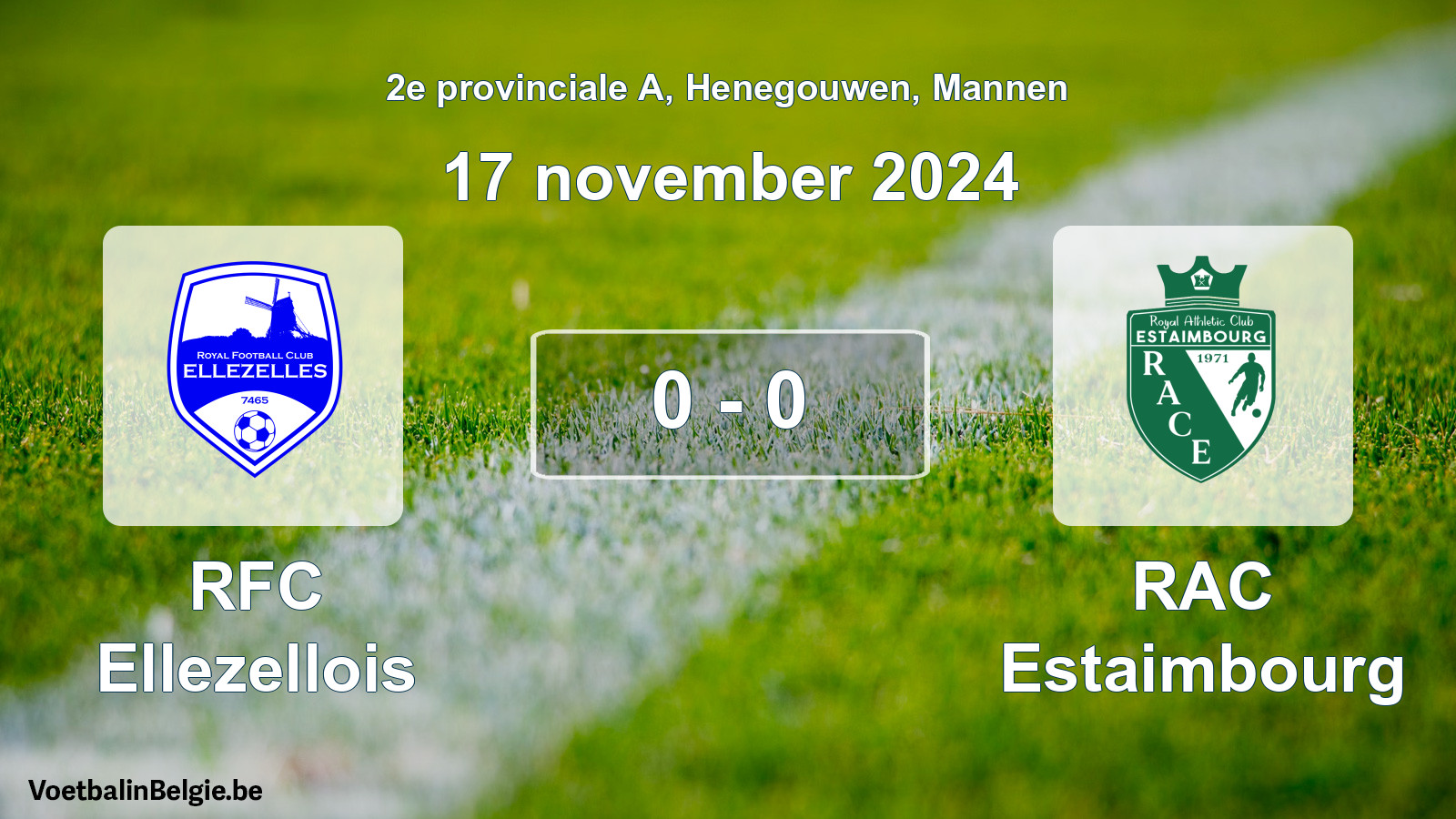Gespeelde wedstrijd mannenvoetbal: RFC Ellezellois - RAC Estaimbourg 0 - 0 (17 november 2024)