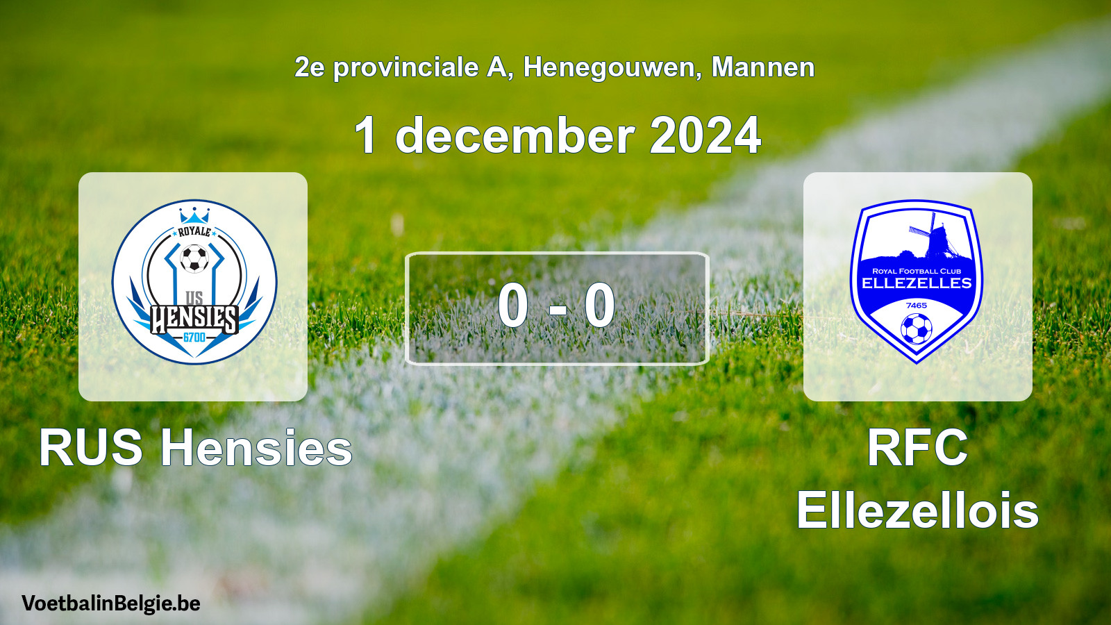 Gespeelde wedstrijd mannenvoetbal: RUS Hensies - RFC Ellezellois 0 - 0 (1 december 2024)