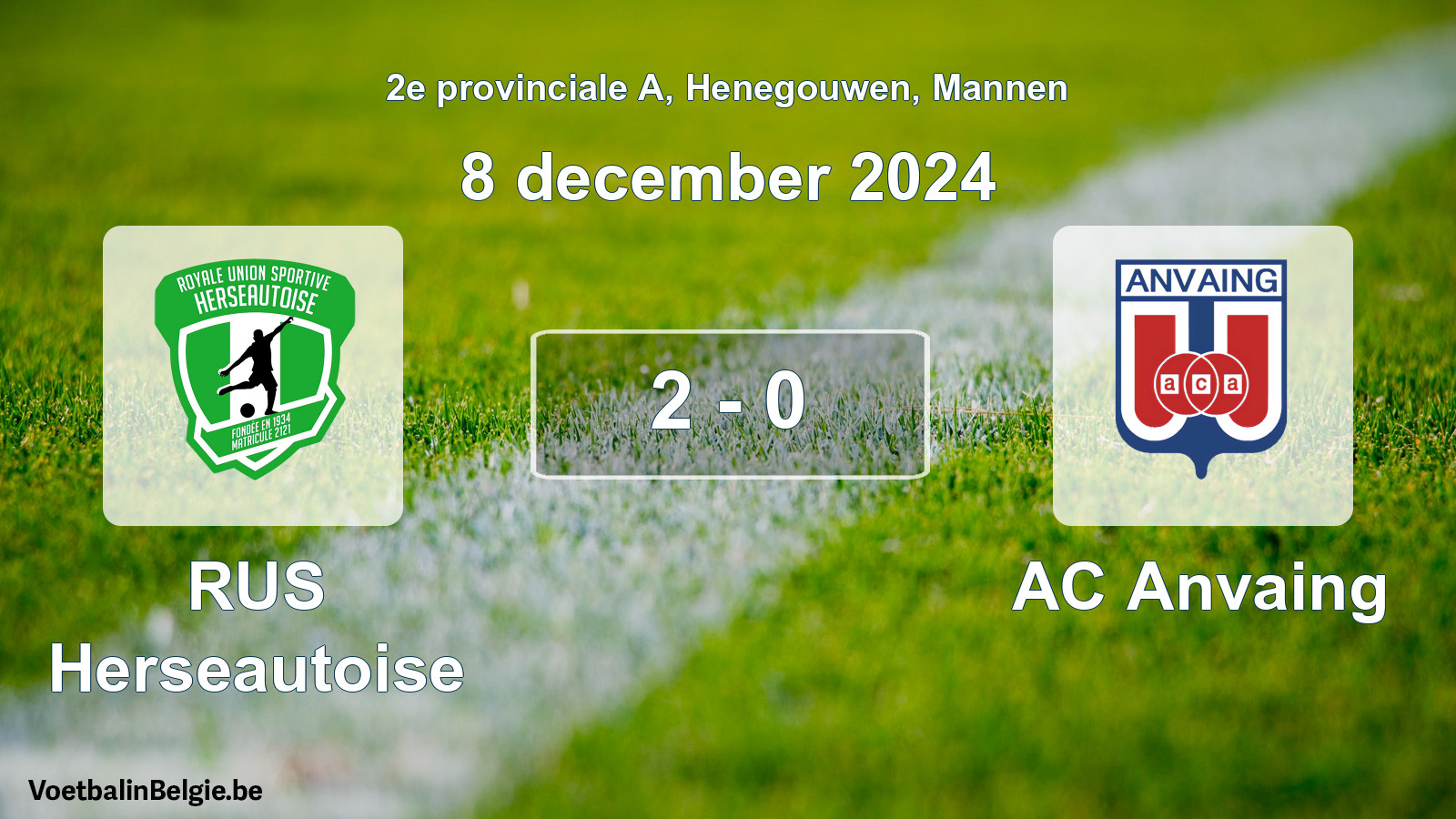 Gespeelde wedstrijd mannenvoetbal: RUS Herseautoise - AC Anvaing 2 - 0 (8 december 2024)