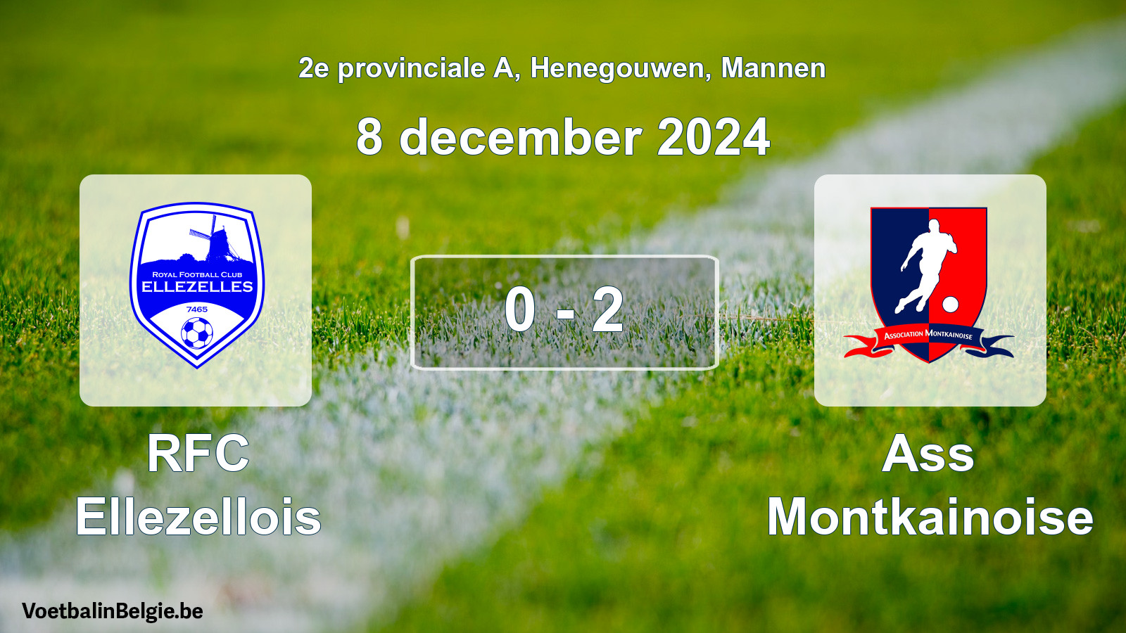 Gespeelde wedstrijd mannenvoetbal: RFC Ellezellois - Ass Montkainoise 0 - 2 (8 december 2024)