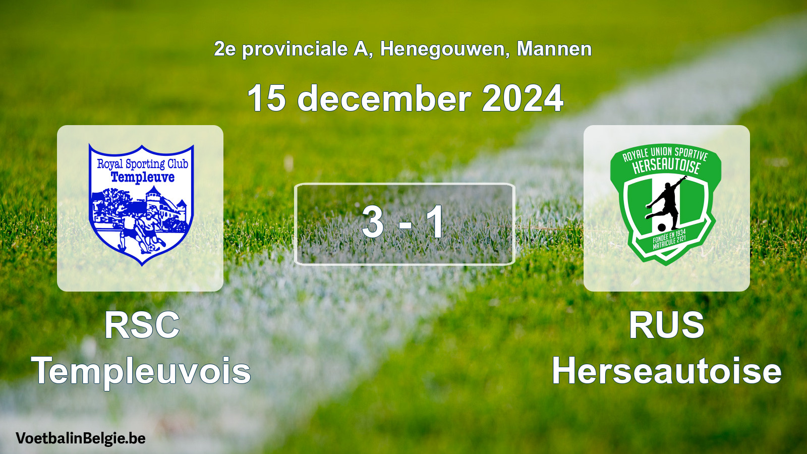 Gespieltes Spiel männer-Fußball: RSC Templeuvois - RUS Herseautoise 3 - 1 (15 Dezember 2024)