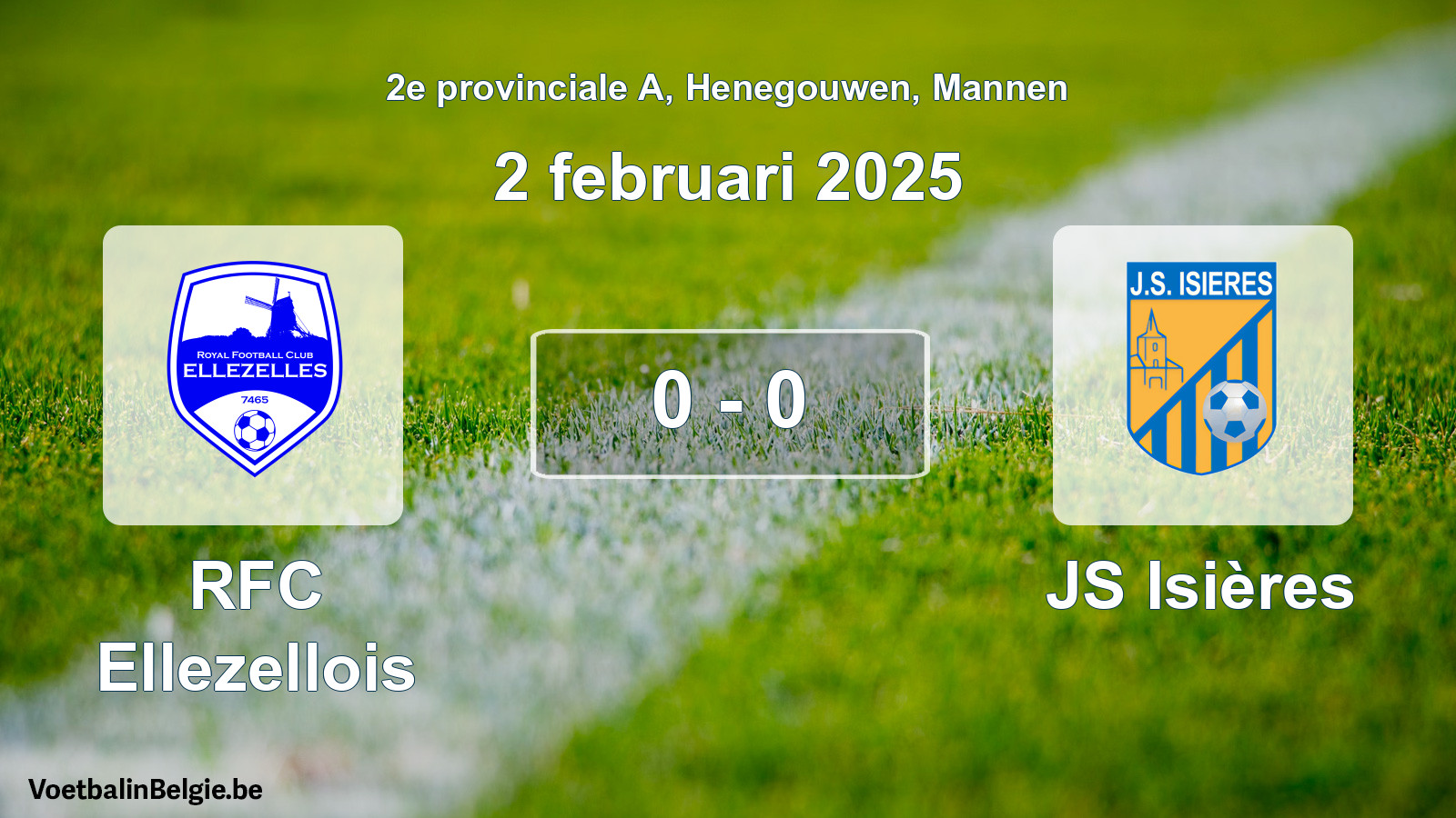 Gespeelde wedstrijd mannenvoetbal: RFC Ellezellois - JS Isières 0 - 0 (2 februari 2025)