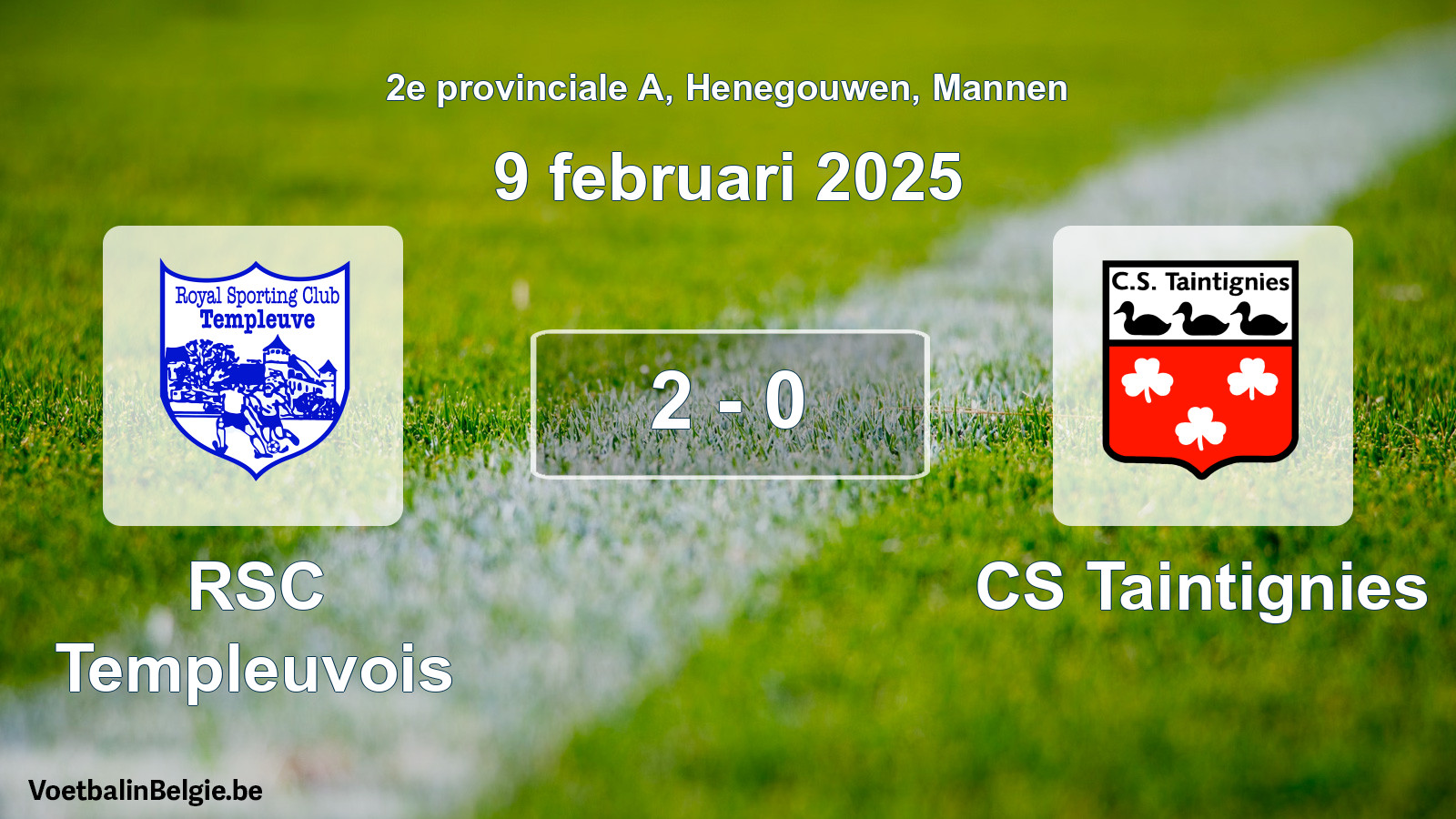 Gespeelde wedstrijd mannenvoetbal: RSC Templeuvois - CS Taintignies 2 - 0 (9 februari 2025)