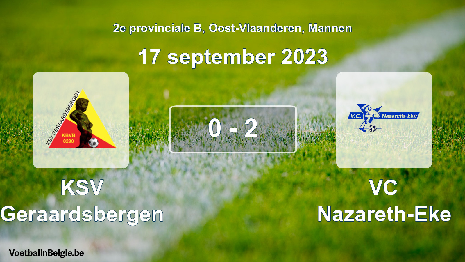 Gespeelde wedstrijd mannenvoetbal: KSV Geraardsbergen - VC Nazareth-Eke 0 - 2 (17 september 2023)