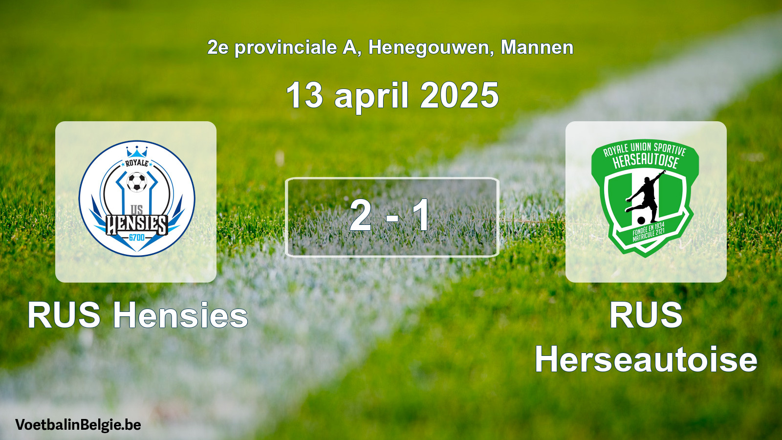 Gespeelde wedstrijd mannenvoetbal: RUS Hensies - RUS Herseautoise 2 - 1 (13 april 2025)