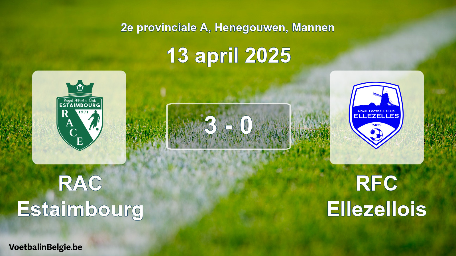 Gespeelde wedstrijd mannenvoetbal: RAC Estaimbourg - RFC Ellezellois 3 - 0 (13 april 2025)