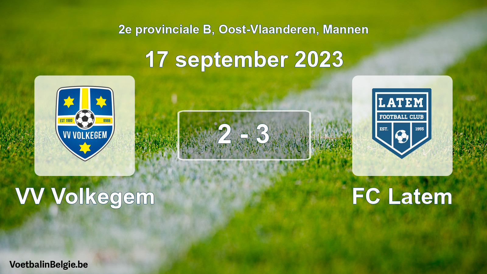 Match joué football hommes: VV Volkegem - FC Latem 2 - 3 (17 septembre 2023)