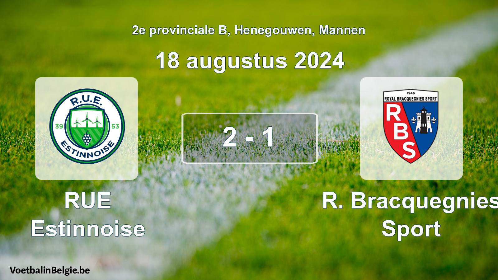 Gespeelde wedstrijd mannenvoetbal: RUE Estinnoise - R. Bracquegnies Sport 2 - 1 (18 augustus 2024)