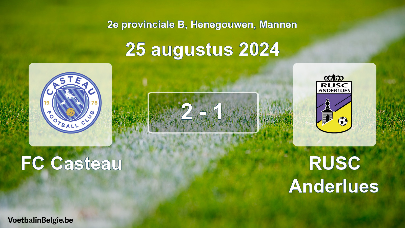 Gespeelde wedstrijd mannenvoetbal: FC Casteau - RUSC Anderlues 2 - 1 (25 augustus 2024)