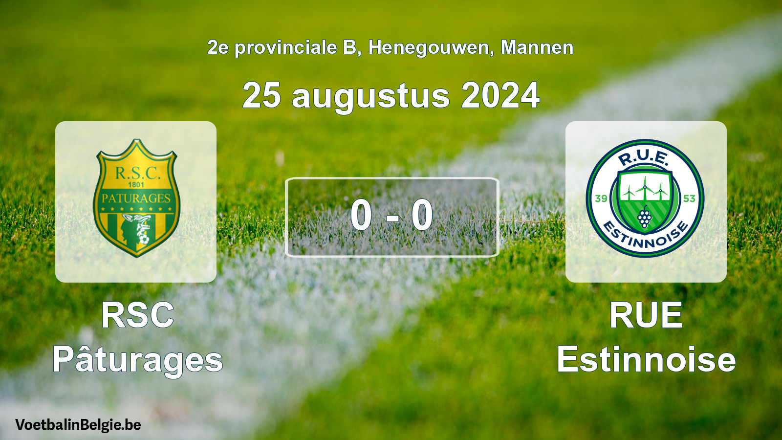 Gespeelde wedstrijd mannenvoetbal: RSC Pâturages - RUE Estinnoise 0 - 0 (25 augustus 2024)