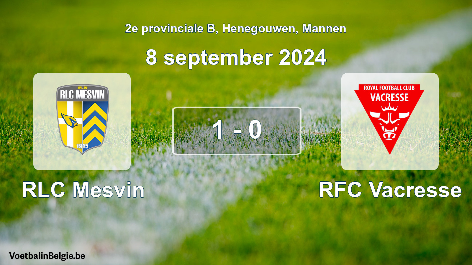 Gespeelde wedstrijd mannenvoetbal: RLC Mesvin - RFC Vacresse 1 - 0 (8 september 2024)