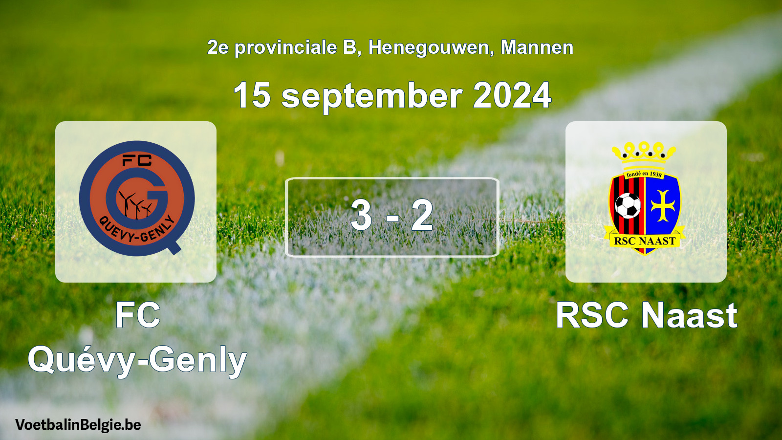 Gespeelde wedstrijd mannenvoetbal: FC Quévy-Genly - RSC Naast 3 - 2 (15 september 2024)
