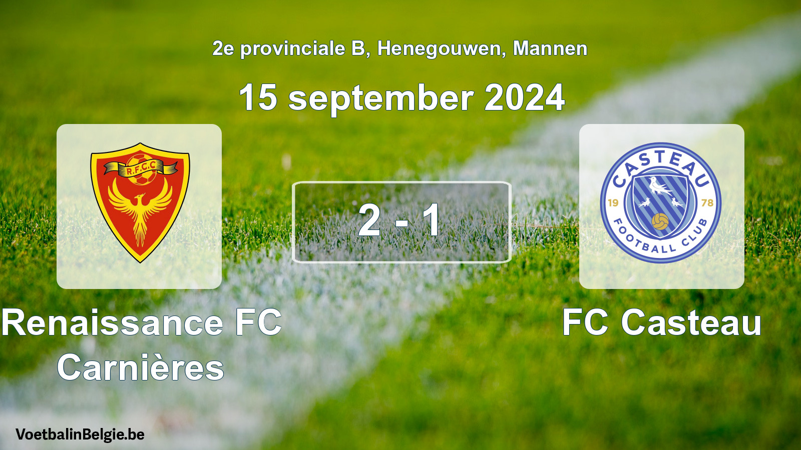 Gespeelde wedstrijd mannenvoetbal: Renaissance FC Carnières - FC Casteau 2 - 1 (15 september 2024)