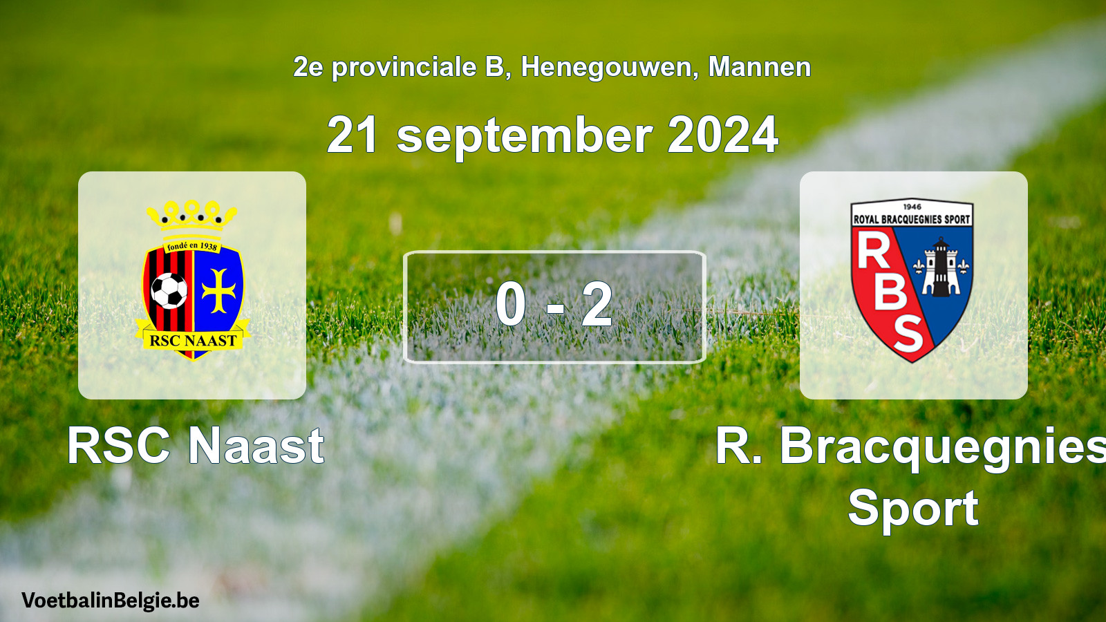 Gespeelde wedstrijd mannenvoetbal: RSC Naast - R. Bracquegnies Sport 0 - 2 (21 september 2024)