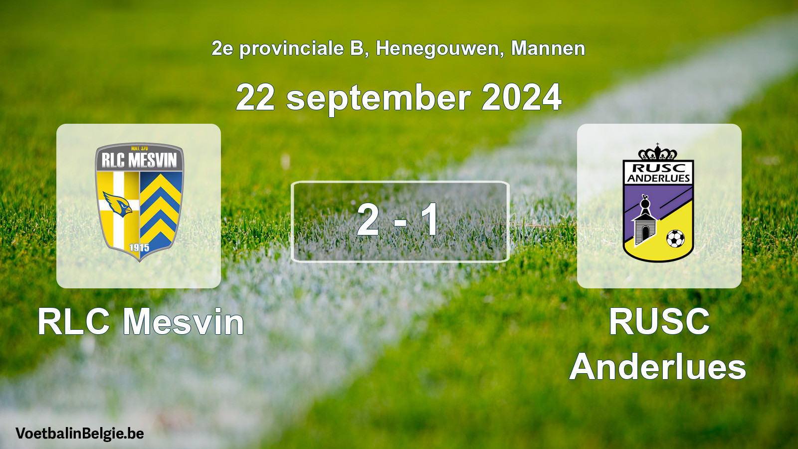Gespeelde wedstrijd mannenvoetbal: RLC Mesvin - RUSC Anderlues 2 - 1 (22 september 2024)