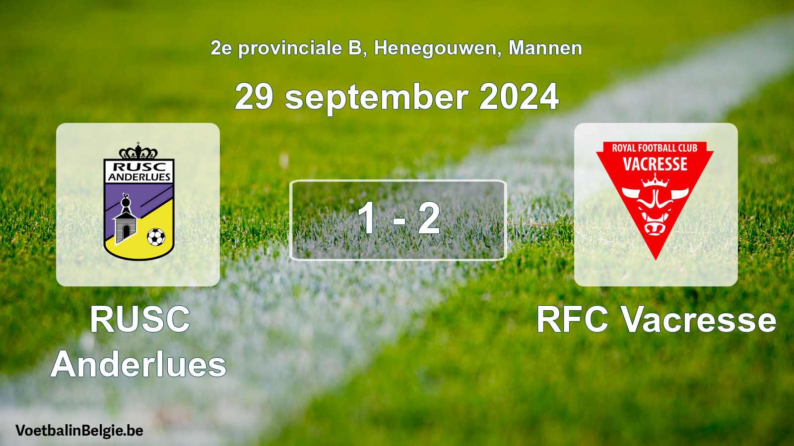 Gespeelde wedstrijd mannenvoetbal: RUSC Anderlues - RFC Vacresse 1 - 2 (29 september 2024)