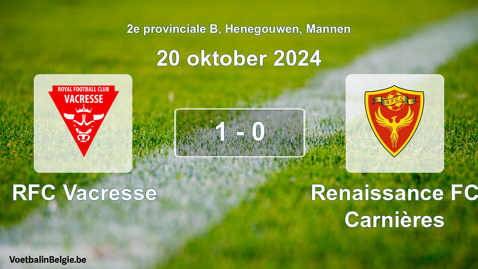 Gespeelde wedstrijd mannenvoetbal: RFC Vacresse - Renaissance FC Carnières 1 - 0 (20 oktober 2024)