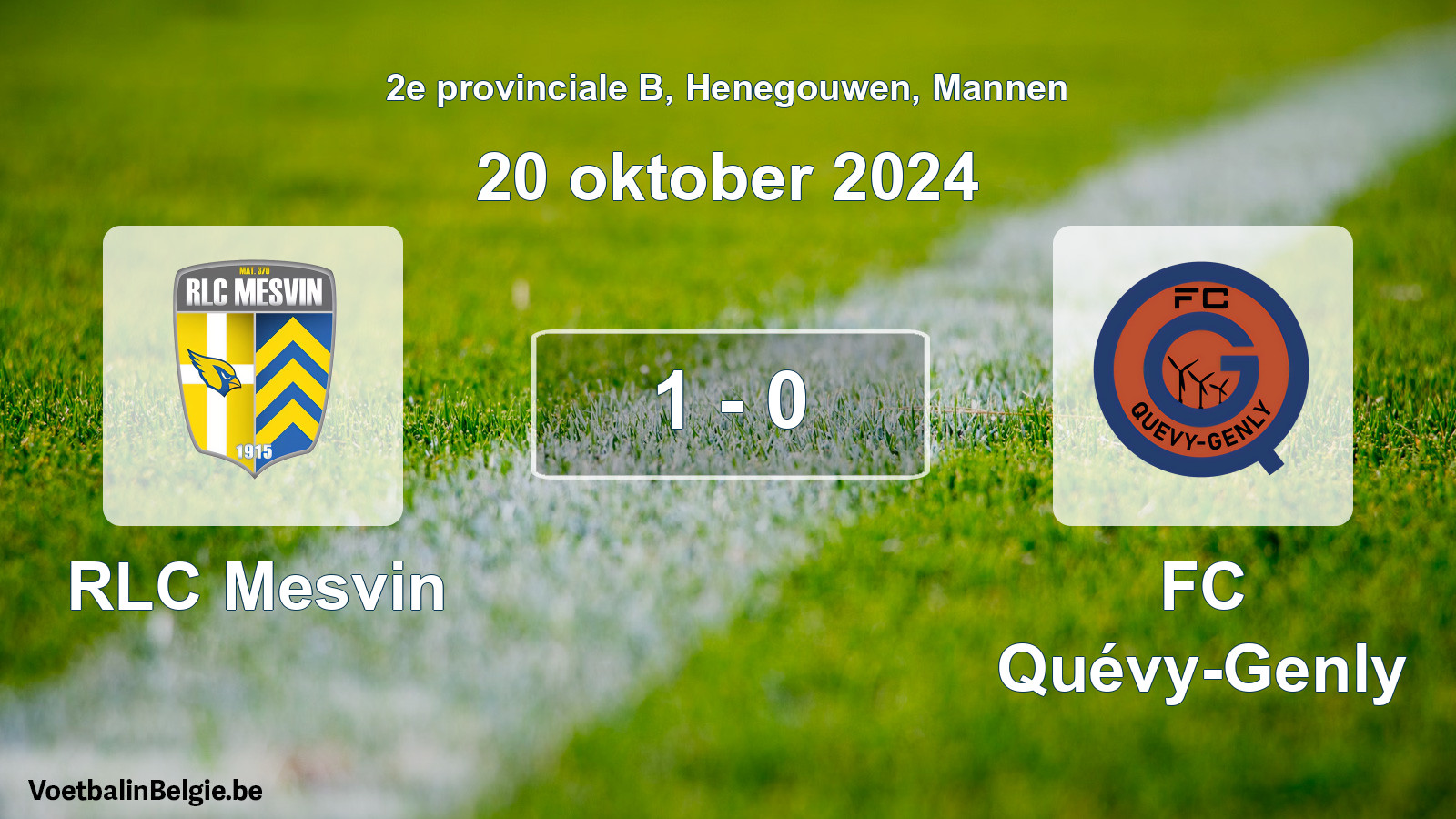 Gespeelde wedstrijd mannenvoetbal: RLC Mesvin - FC Quévy-Genly 1 - 0 (20 oktober 2024)