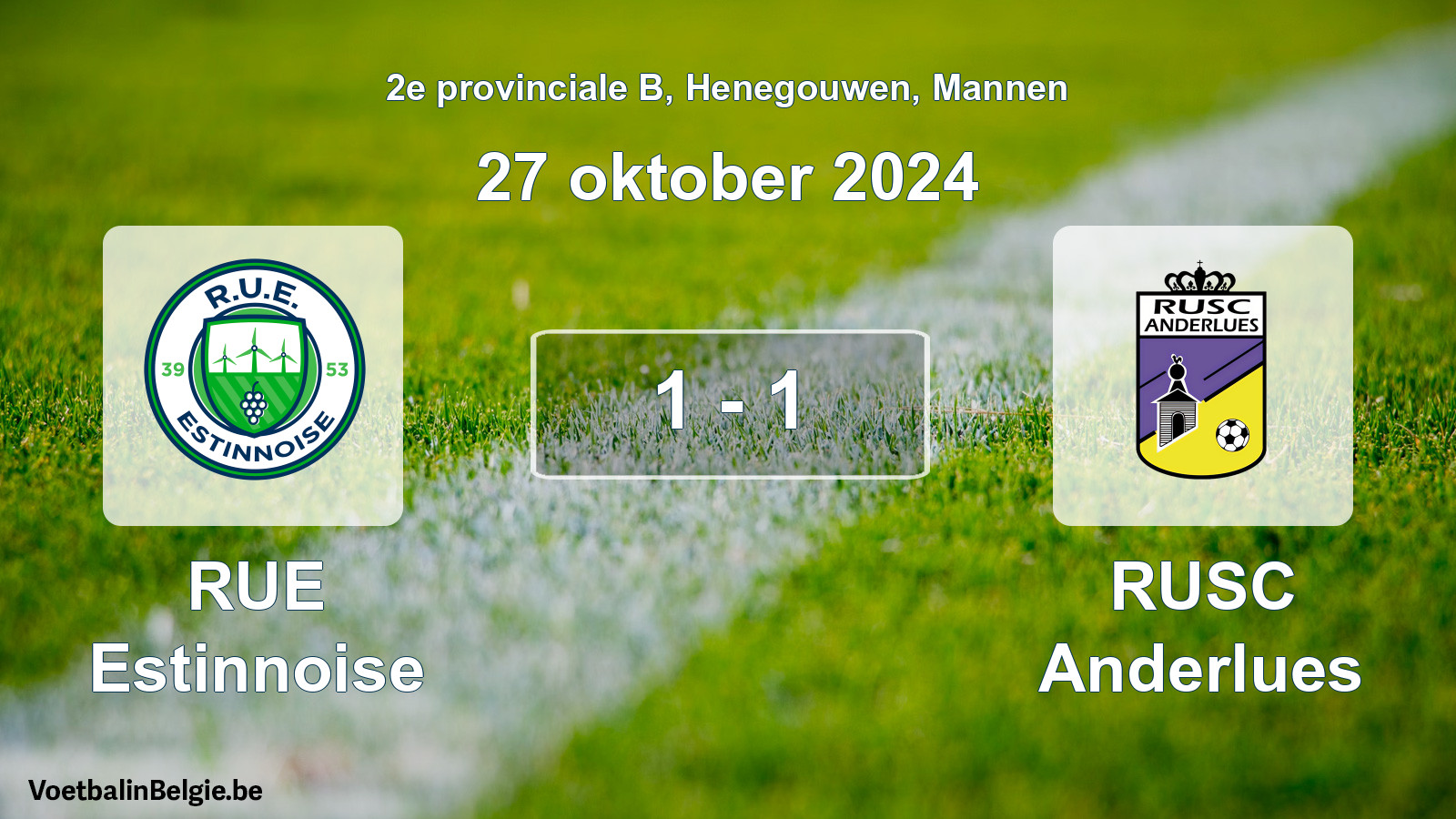 Gespeelde wedstrijd mannenvoetbal: RUE Estinnoise - RUSC Anderlues 1 - 1 (27 oktober 2024)