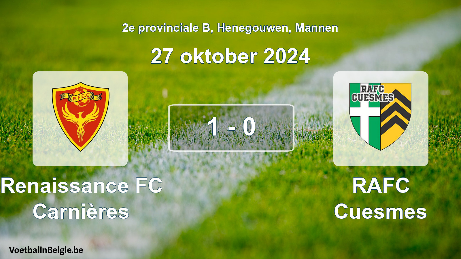 Gespeelde wedstrijd mannenvoetbal: Renaissance FC Carnières - RAFC Cuesmes 1 - 0 (27 oktober 2024)