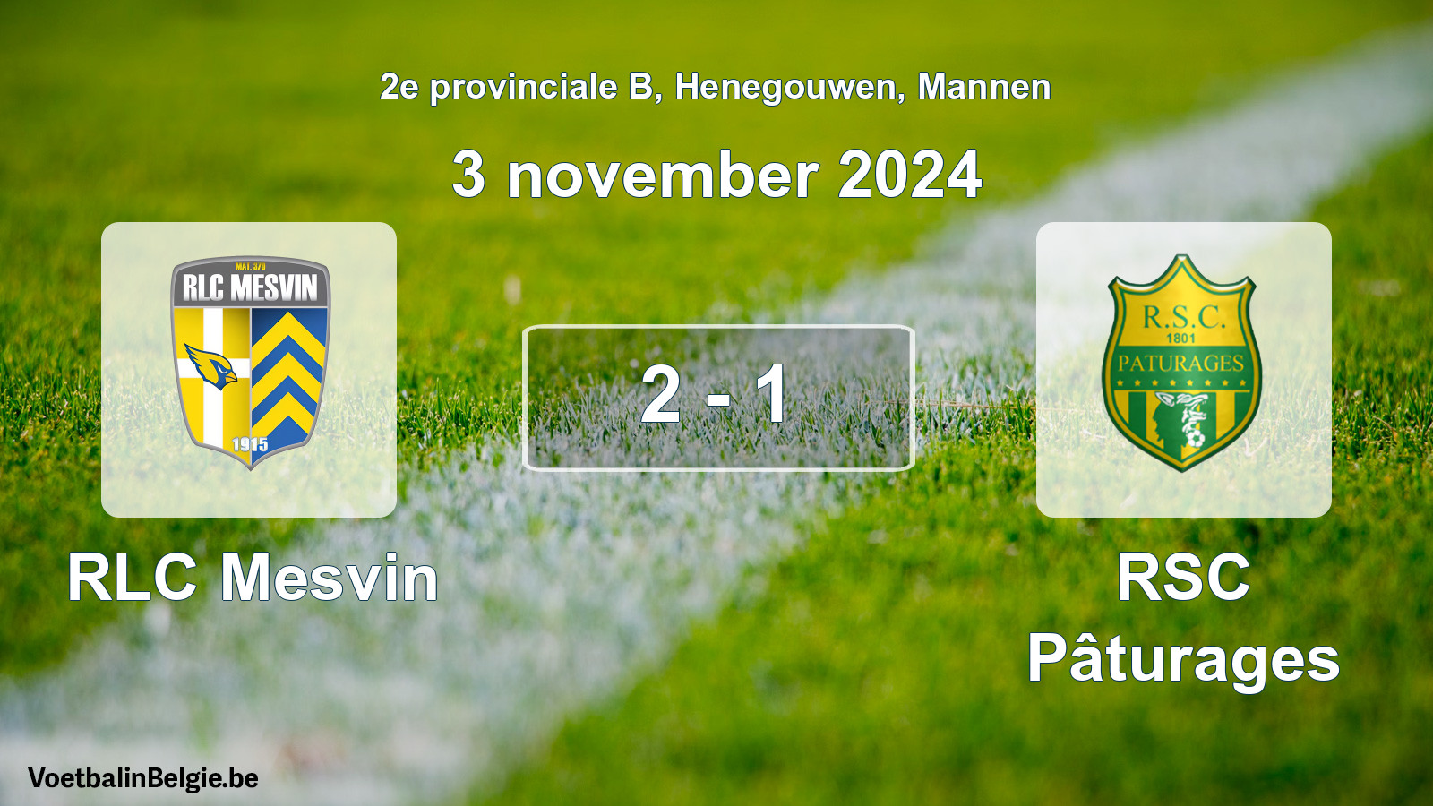 Gespeelde wedstrijd mannenvoetbal: RLC Mesvin - RSC Pâturages 2 - 1 (3 november 2024)