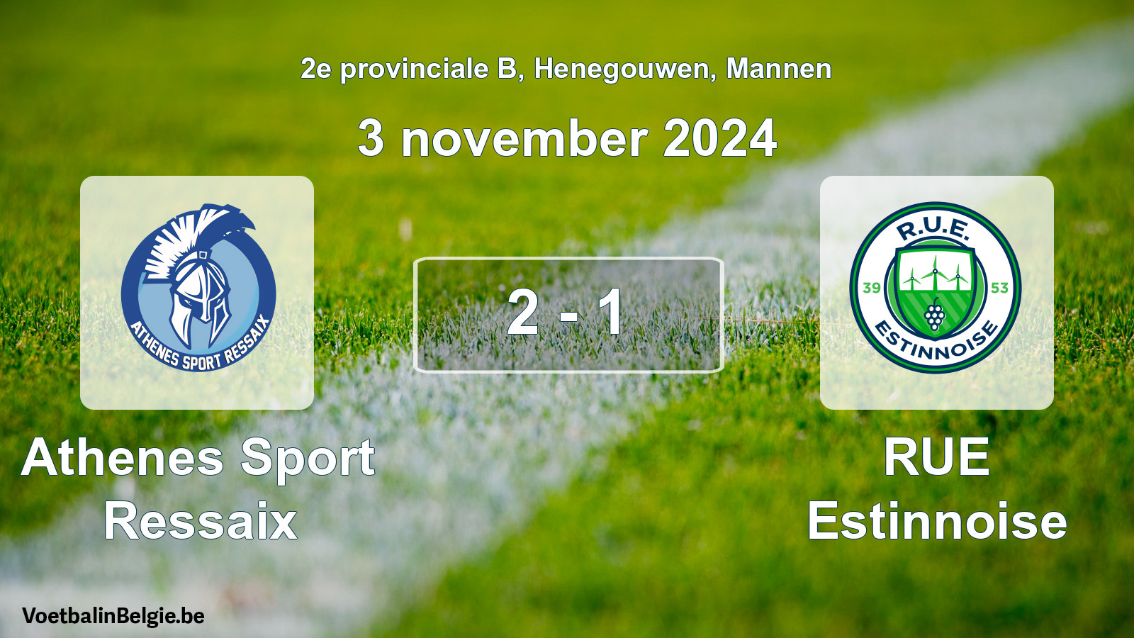 Gespeelde wedstrijd mannenvoetbal: Athenes Sport Ressaix - RUE Estinnoise 2 - 1 (3 november 2024)
