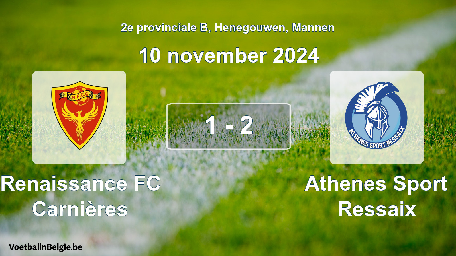 Gespeelde wedstrijd mannenvoetbal: Renaissance FC Carnières - Athenes Sport Ressaix 1 - 2 (10 november 2024)