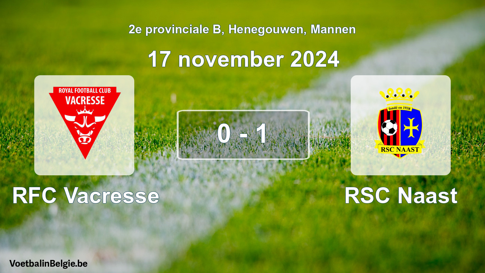 Gespeelde wedstrijd mannenvoetbal: RFC Vacresse - RSC Naast 0 - 1 (17 november 2024)